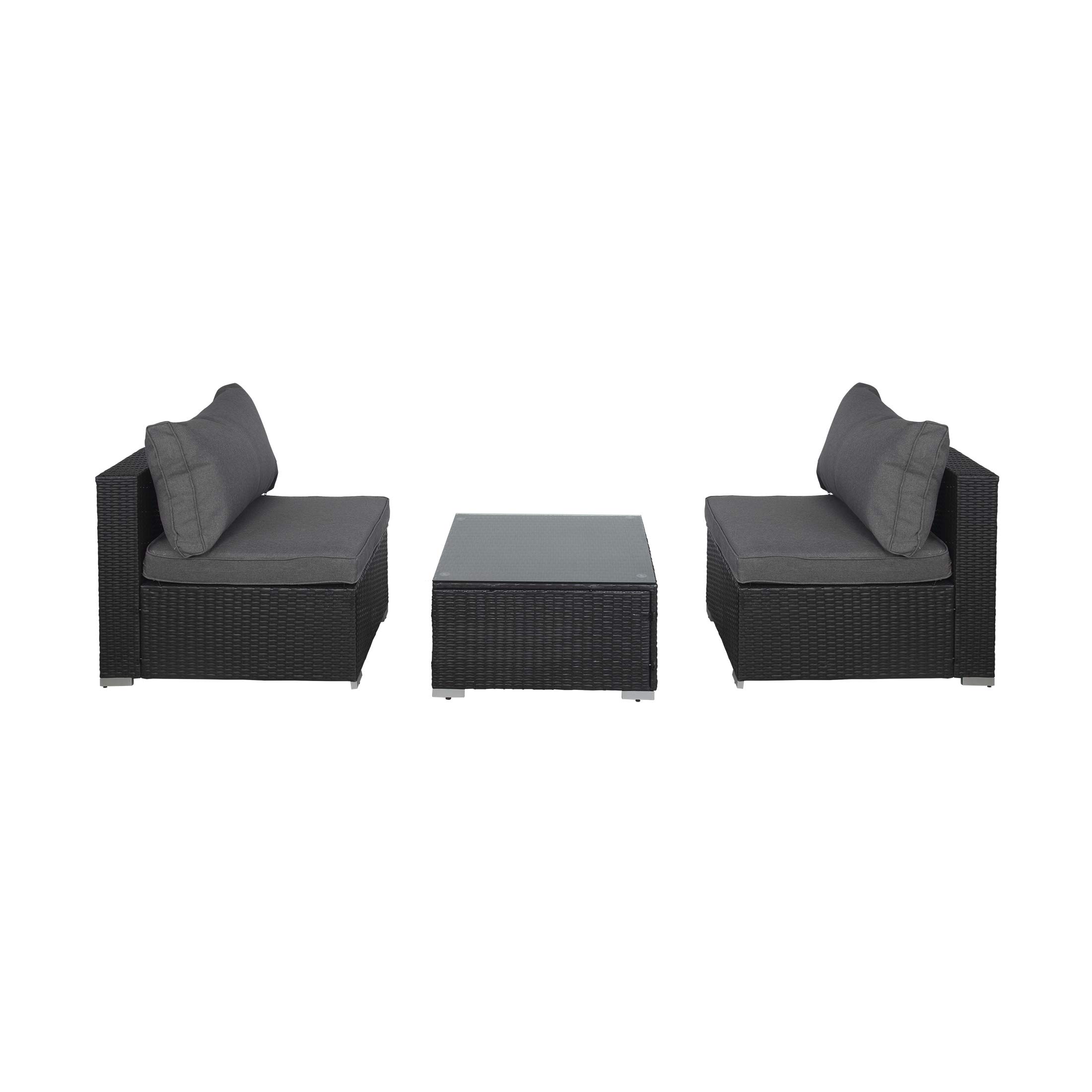 WestinTrends 3-Piece Outdoor Patio Furniture Set - Armless Sofa, Bistro Chairs & Coffee Table in Espresso & Gray - Perfect for Garden, Balcony or Backyard Relaxation