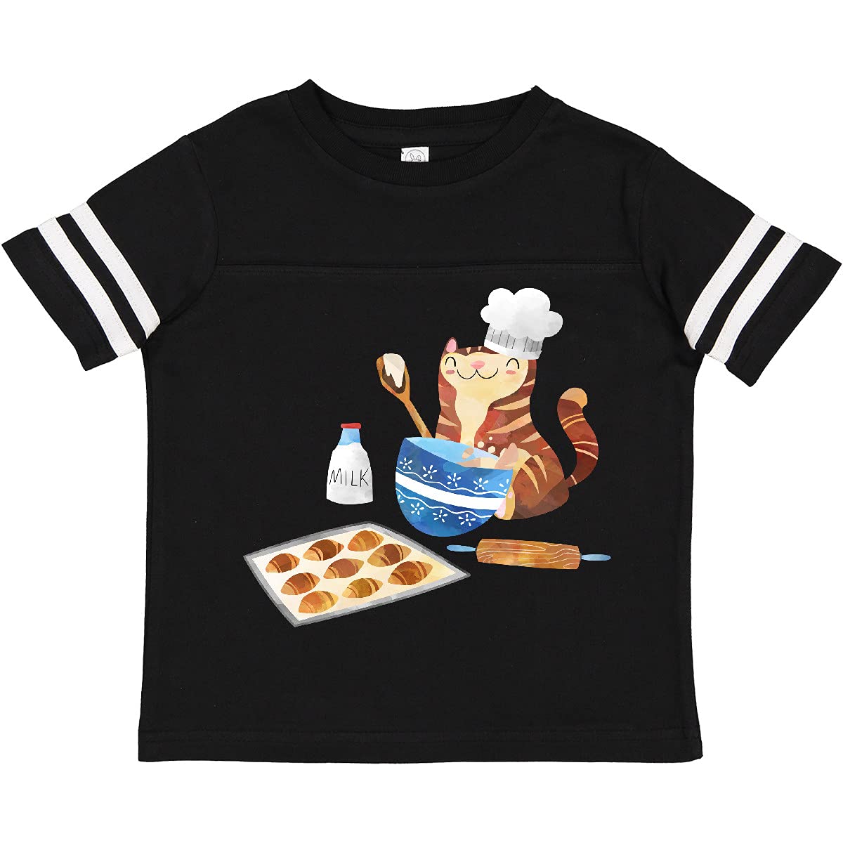 Inktastic Baker Kitty in Hat with Cookies Toddler T-Shirt - Cute Baking Themed Cat Shirt for Kids & Toddlers - Perfect for Baking Classes, Birthday Parties & Playdates