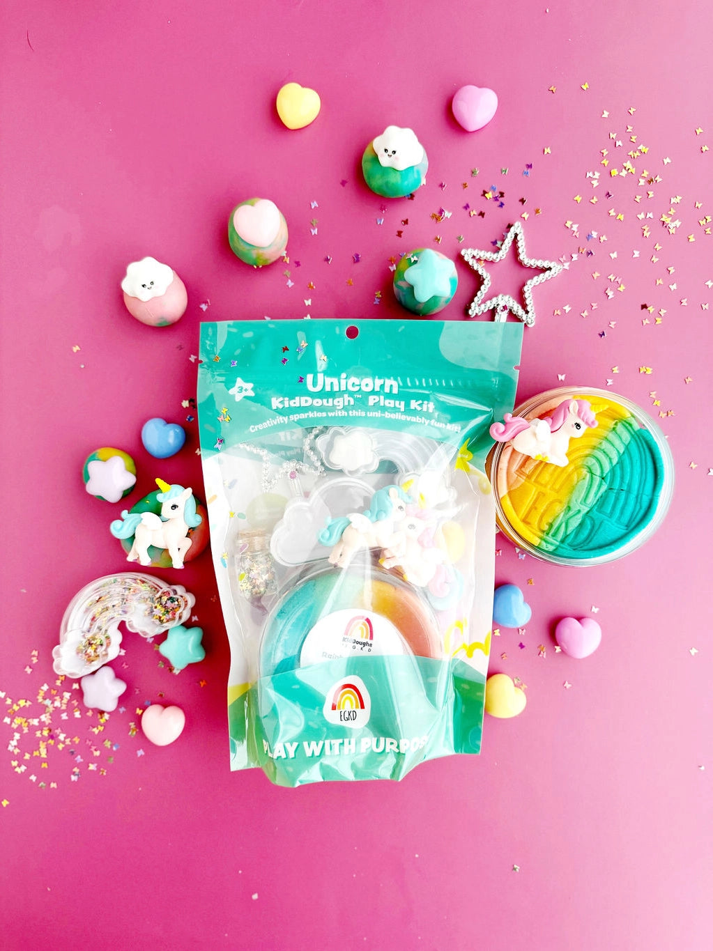 Kiddough Play Kit - Unicorn Themed Kids Dough Play Set for Creative Fun | Perfect for Birthday Gifts, Classroom Activities & Sensory Play