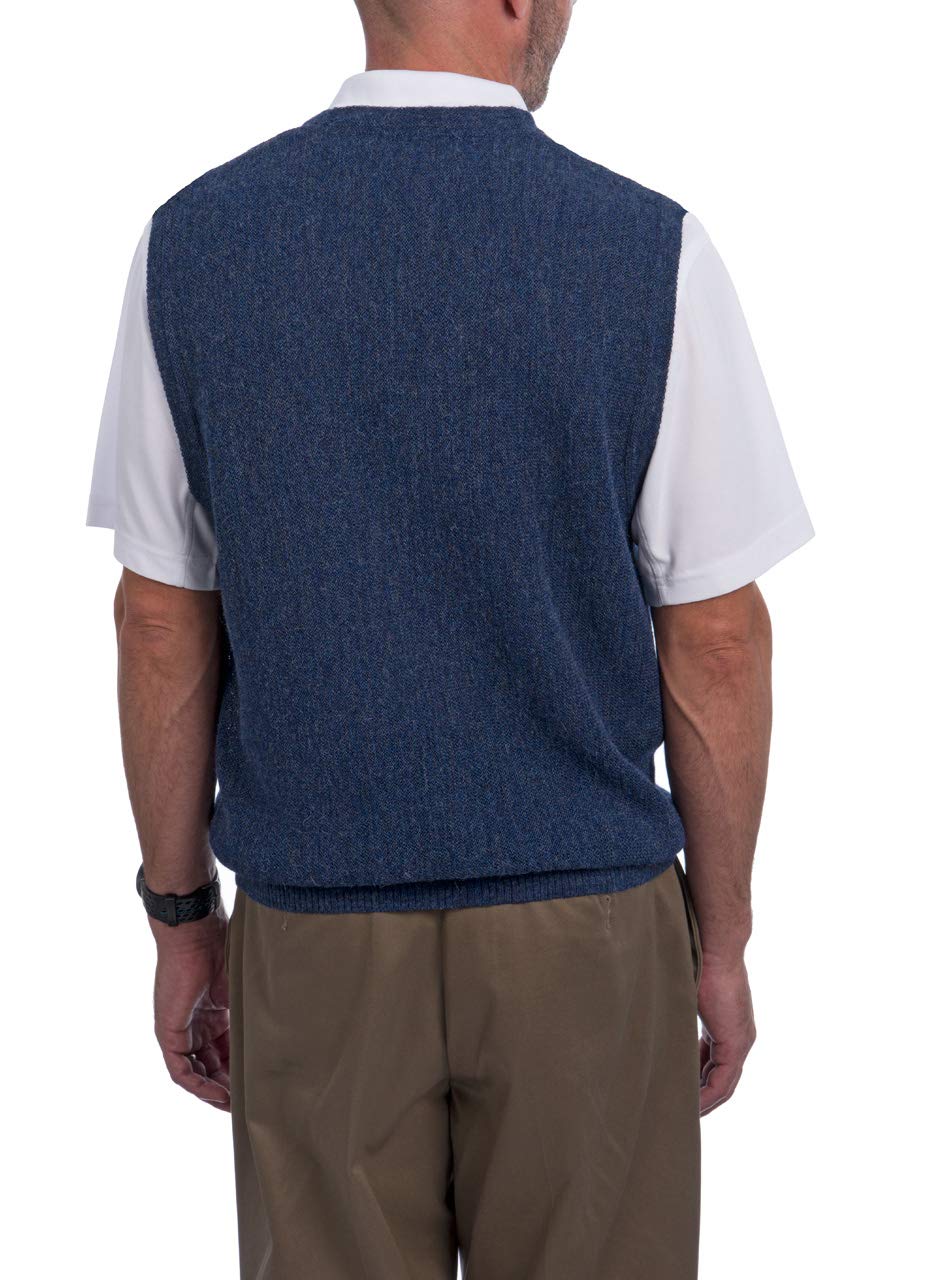 Men's V-Neck Links Sweater Vest - 100% Alpaca Wool | Premium Knit Cardigan for Business Casual & Winter Layering