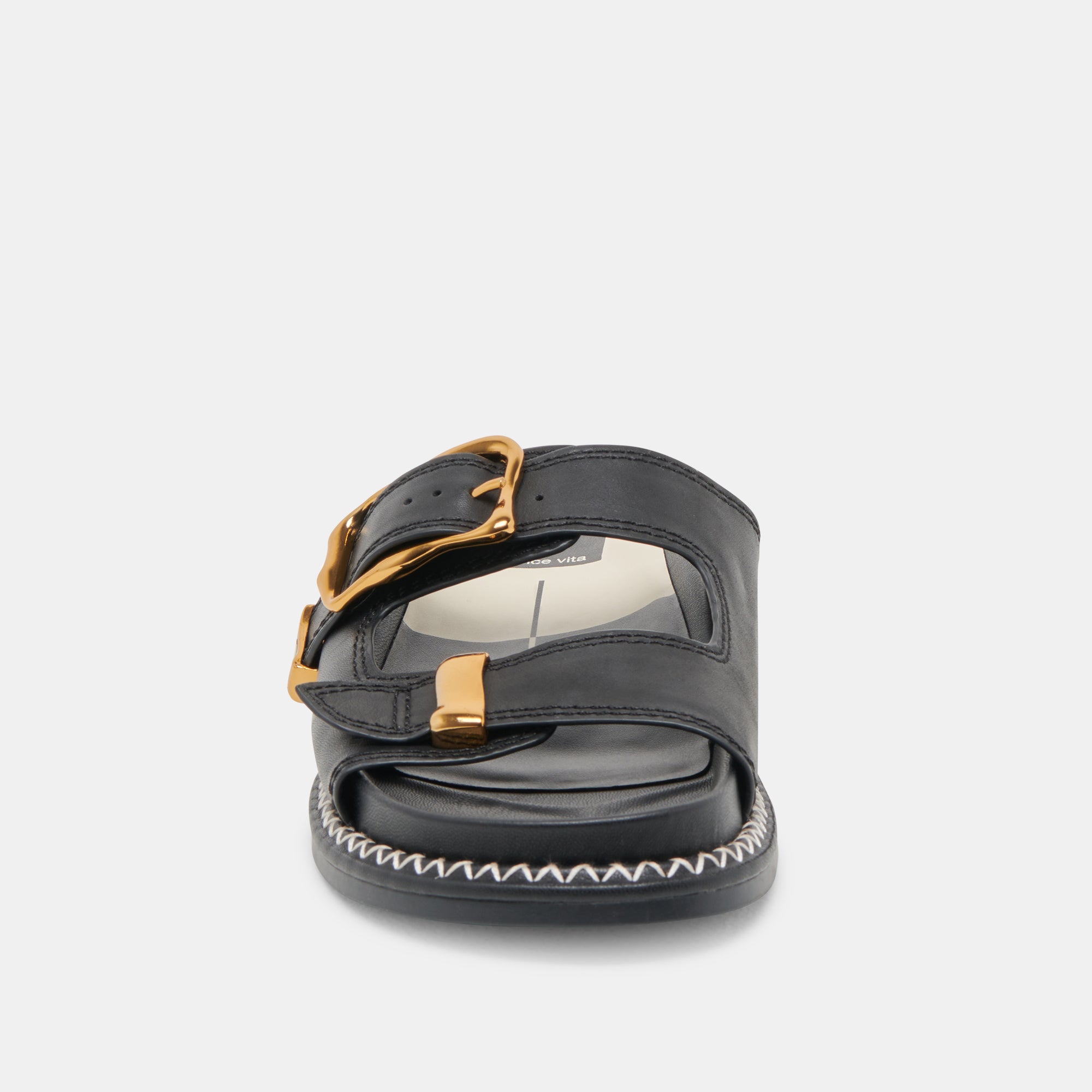 SEVANA Women's Black Leather Sandals - Comfortable & Stylish for Summer, Beach, and Casual Wear