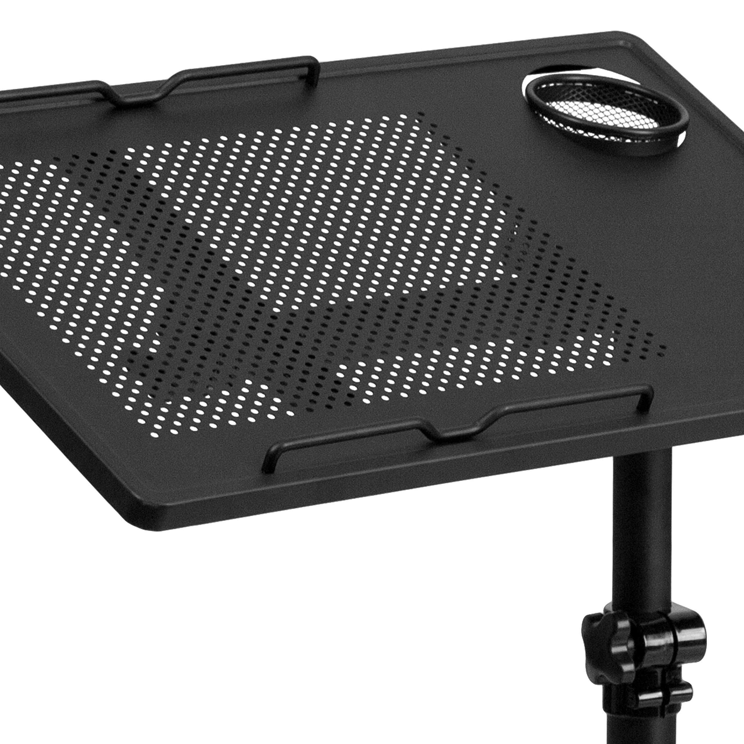 Adjustable Height Mobile Computer Desk - Black Steel Office Desk for Home & Workspace | Flash Furniture Macon | Perfect for Small Spaces, Gaming & Remote Work