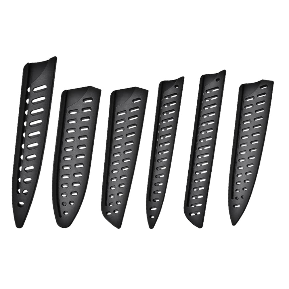 UPKOCH Universal Kitchen Cutter Sleeves - 6pcs Black Plastic Cutter Guards & Protectors - Essential Kitchen Gadgets for Home & Restaurant Safety