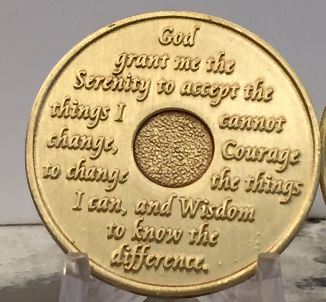 Wendells Set of 3 AA Bronze Sobriety Medallions with Serenity Prayer - 2 Year Anniversary Gift for Alcoholics Anonymous Recovery, Meetings & Milestones