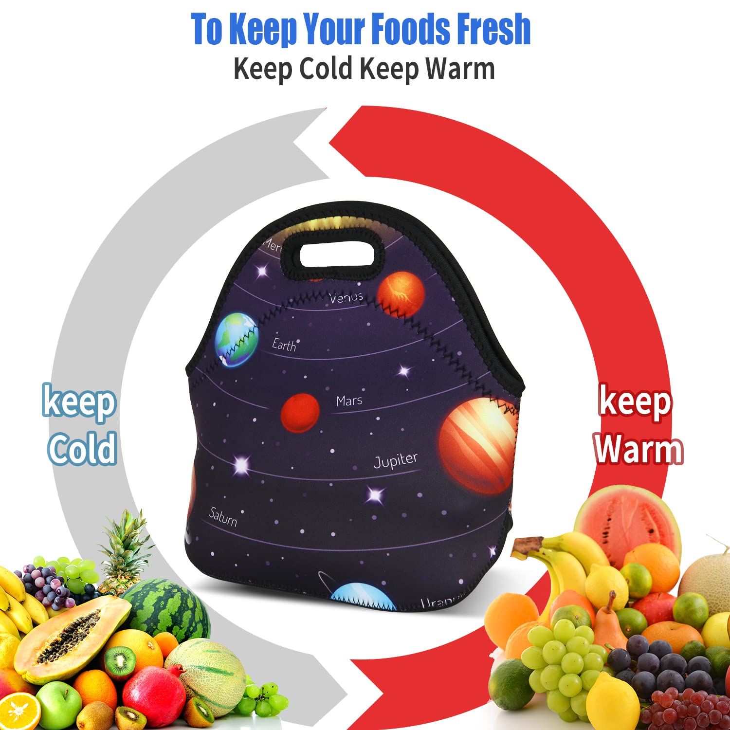 Violet Mist Neoprene Insulated Lunch Bag - Waterproof Reusable Lunch Tote for Women & Men - Perfect for Work, School, Picnics & Outdoor Activities - Great Christmas Gift & Thanksgiving Present