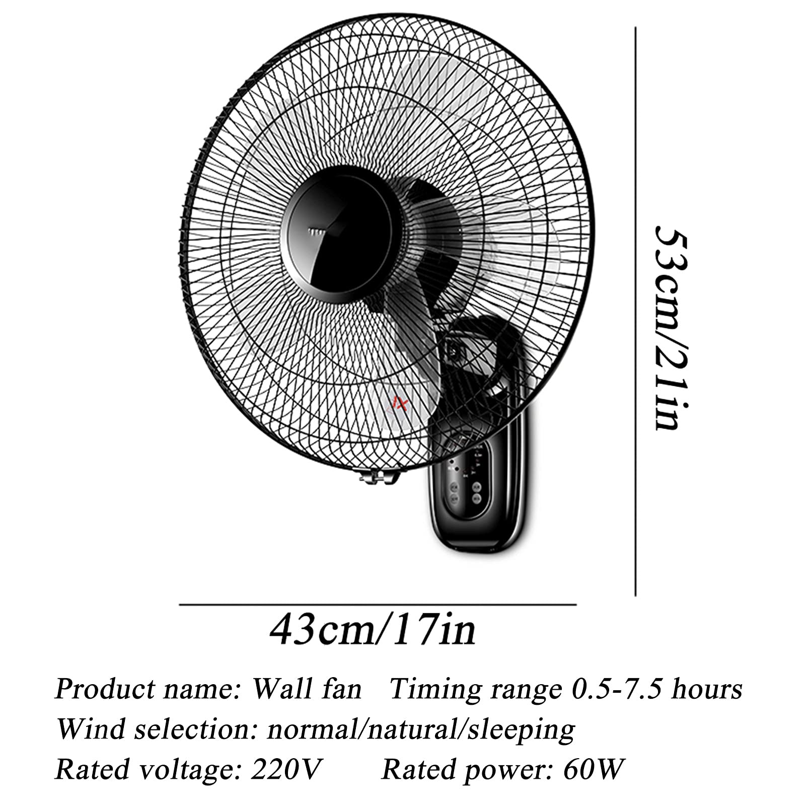 17 Inch Wall Mount Fan with 3 Speed Settings & 5 Blades - Quiet Oscillating Cooling Fan for Home, Office, and Commercial Use (Style 1) - Perfect for Bedrooms, Kitchens, Warehouses, and Workspaces