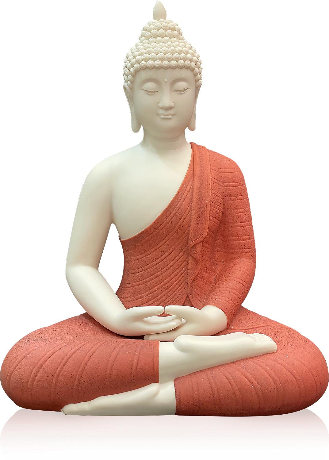 12 Inch Ceramic Buddha Statue - Handcrafted Sitting Meditating Buddha Figurine for Home, Office & Garden Decor | Indoor/Outdoor Use | Perfect for Meditation Spaces, Zen Gardens & Asian-Inspired Interiors (Red)