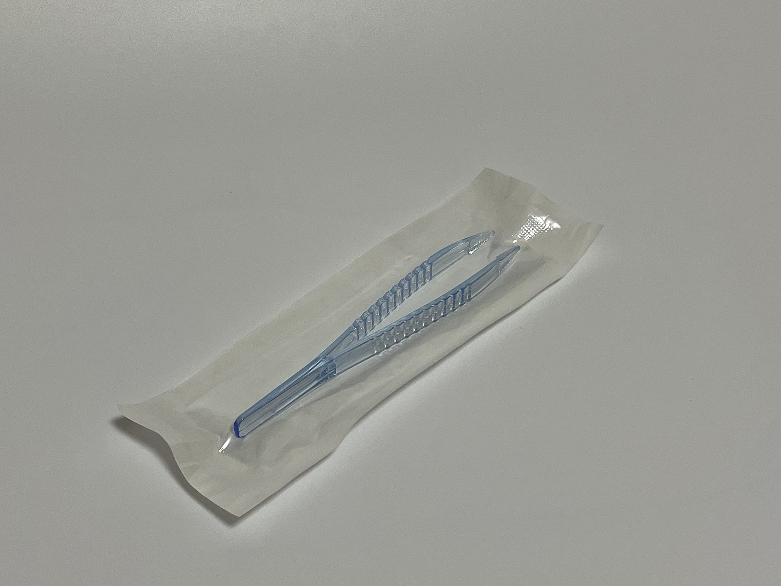 Disposable Sterile Forceps Tweezers 5 Inch (125mm) - Individually Wrapped, Transparent Blue - Pack of 100 - Perfect for First Aid Kits, Medical Procedures, Lab Work & Crafting