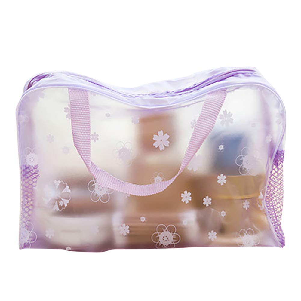 Clear Travel Storage Bag with Zipper - Waterproof Makeup & Toiletry Organizer Pouch (Purple) | Perfect for Cosmetic Storage, Gym Essentials & Vacation Packing