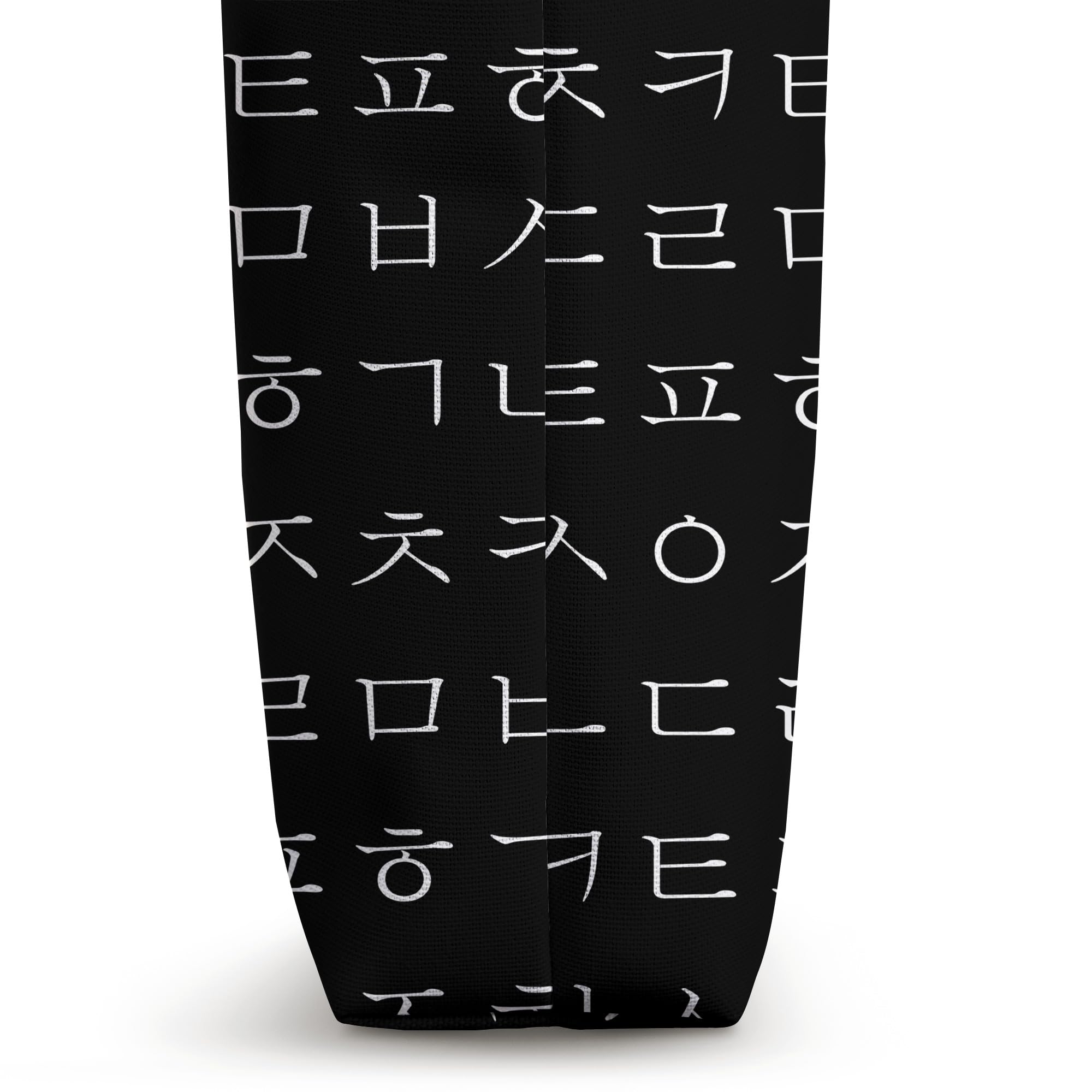 Korean Hangul Alphabet Tote Bag - White Letters Design | Stylish Reusable Shopping Bag for School, Work & Travel
