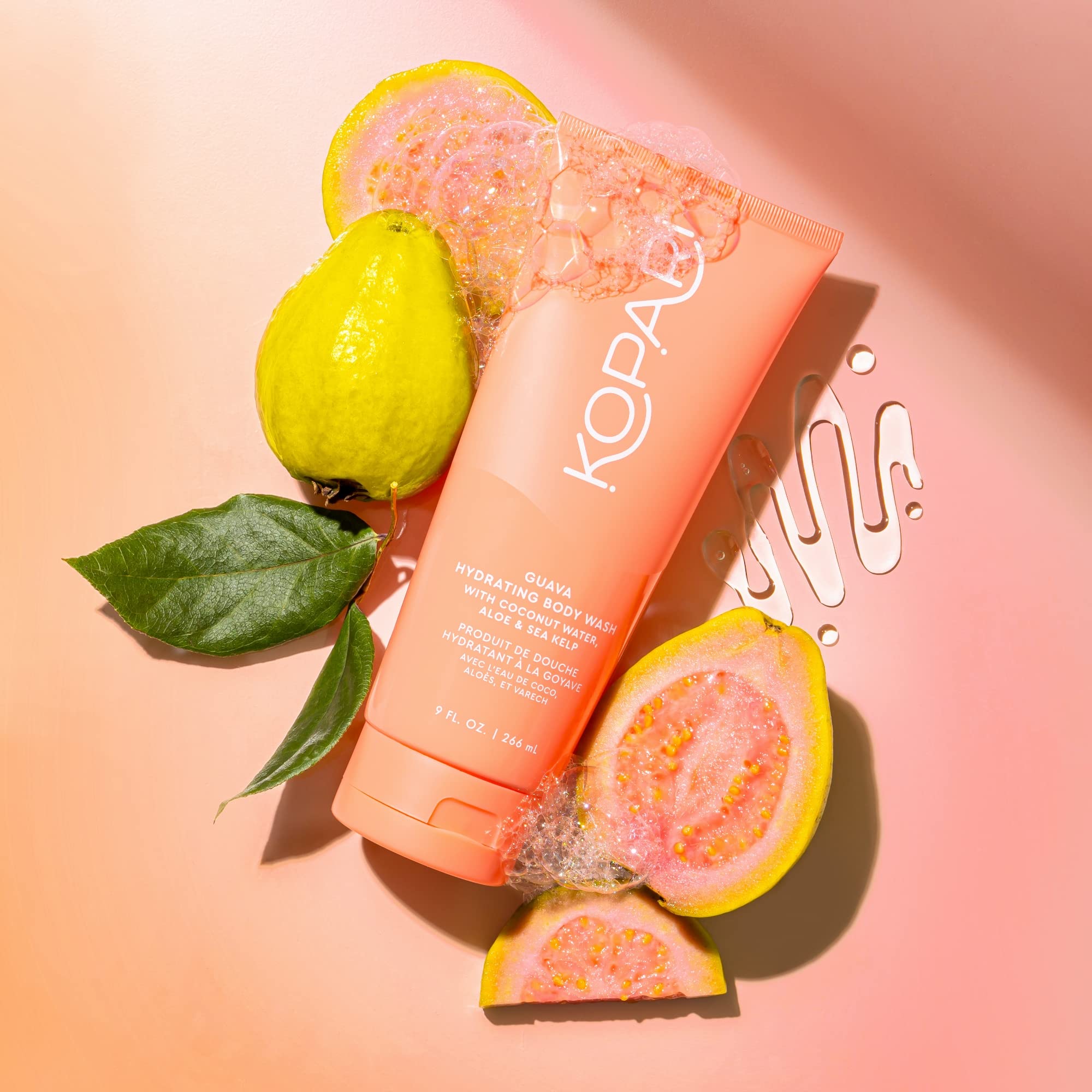 Kopari Guava Hydrating Body Wash - Moisturizing Foaming Wash with Coconut Water, Aloe & Sea Kelp | Vegan, Sensitive Skin Friendly, Paraben-Free | Perfect for Daily Shower & Post-Workout Refreshment