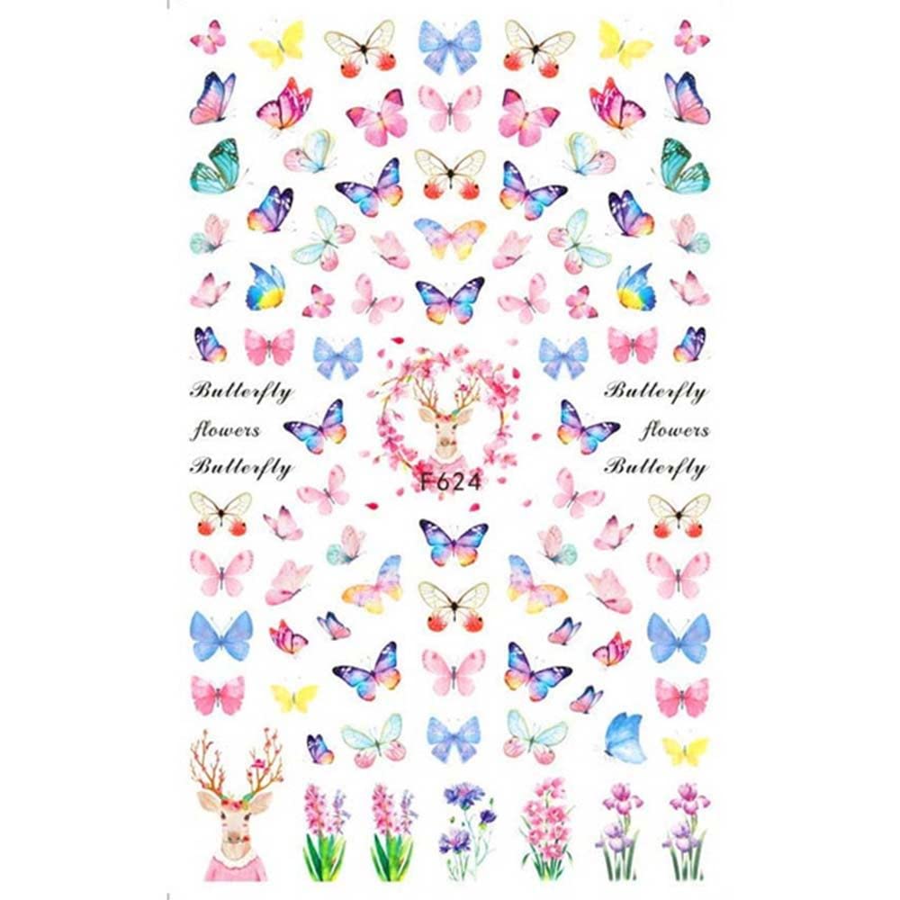 624PCS 3D Nail Stickers Decals - Self-Adhesive Nail Art Foils with Butterfly, Flower & Flag Designs for DIY Manicure | Perfect for Nail Decoration, Parties & Weddings | Great Gift for Nail Art Lovers | Use for Salon Services, Bridal Showers & Girls' Night Out | Ideal for Birthday Gifts & Holiday Nail Designs | Enhance Your Style for Everyday Wear & Festive Celebrations