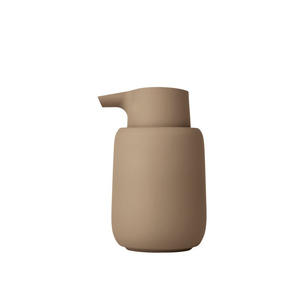 BLOMUS Sono Modern Soap Dispenser - 5.5 Inches Tall, Tan - Elegant Bathroom & Kitchen Liquid Soap Dispenser for Home Decor