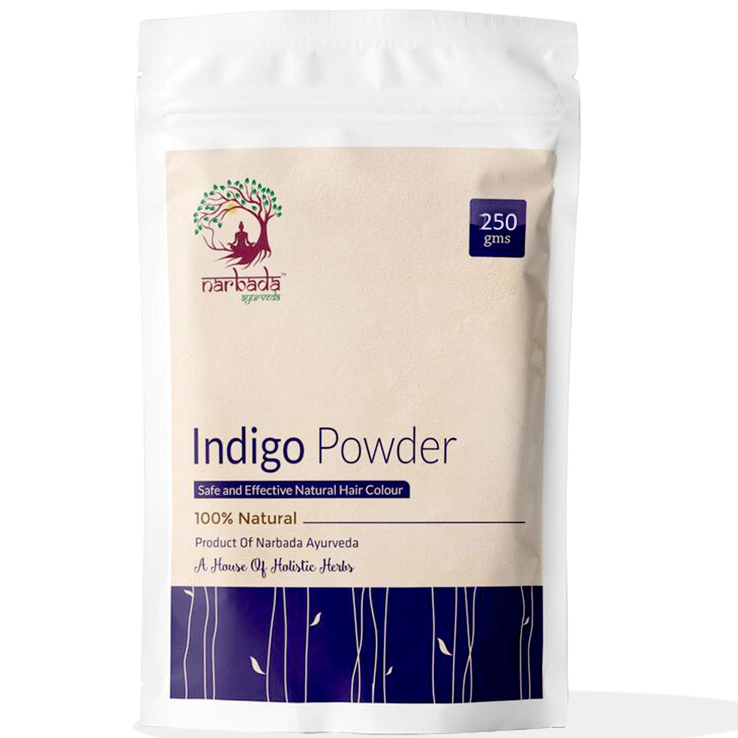 Narbada Ayurveda Pure Indigo Powder 250gm - Natural Hair & Beard Dye for Black & Brown Color | Promotes Hair Shine, Strengthening & Conditioning | Perfect for At-Home Hair Coloring & Herbal Hair Care