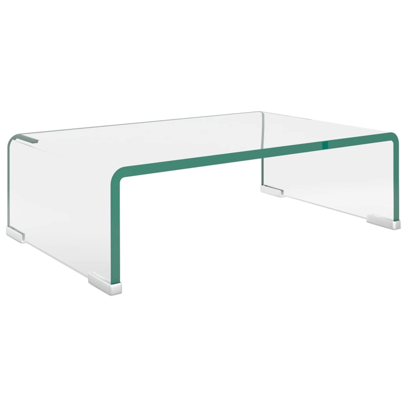 Festnight Clear Glass TV Stand/Monitor Riser - Adjustable Computer & Laptop Stand Holder for Desktop, TV (15.7