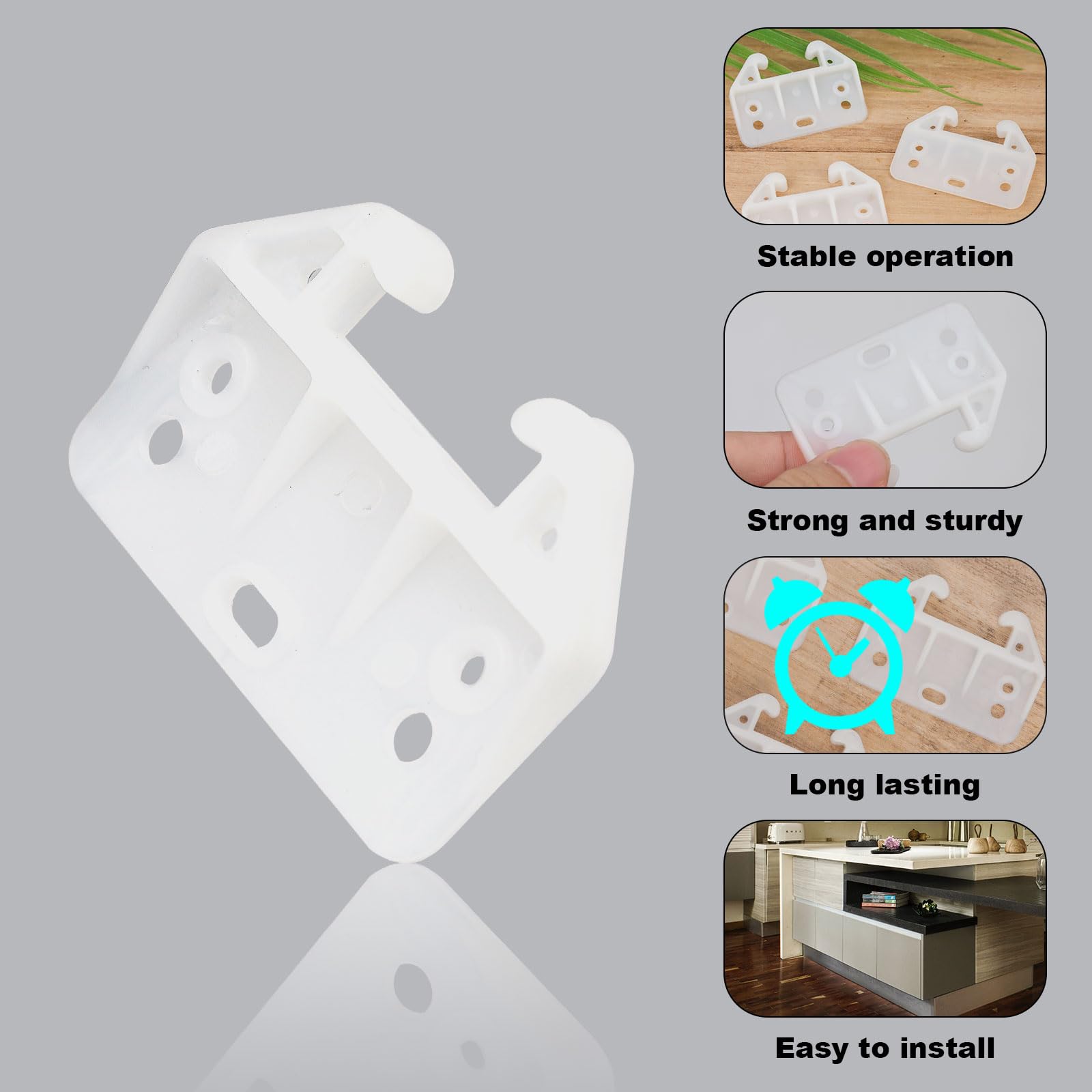 10-Pack White Drawer Slides with Screws - Undermount Cabinet Drawer Track Guide Replacement Kit for Dressers, Wardrobes & Furniture Repair | Easy DIY Installation for Smooth Gliding Drawers