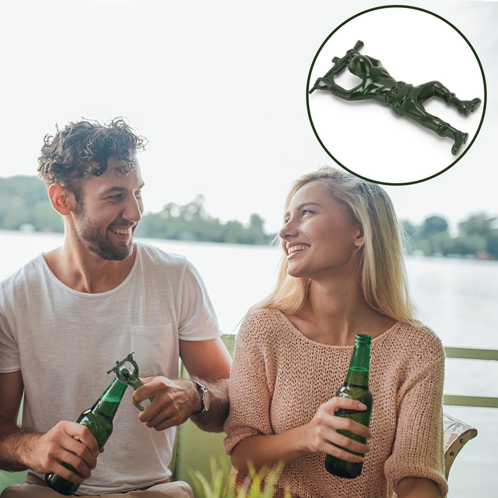 2 PCS Green Army Man Bottle Opener - Funny 3D Mini Soldier Beer & Wine Bottle Opener - Durable Beverage Opener for Bartenders - Perfect for Parties, BBQs, and Home Bars (Compatible with Coke, Beer & Wine Bottles)