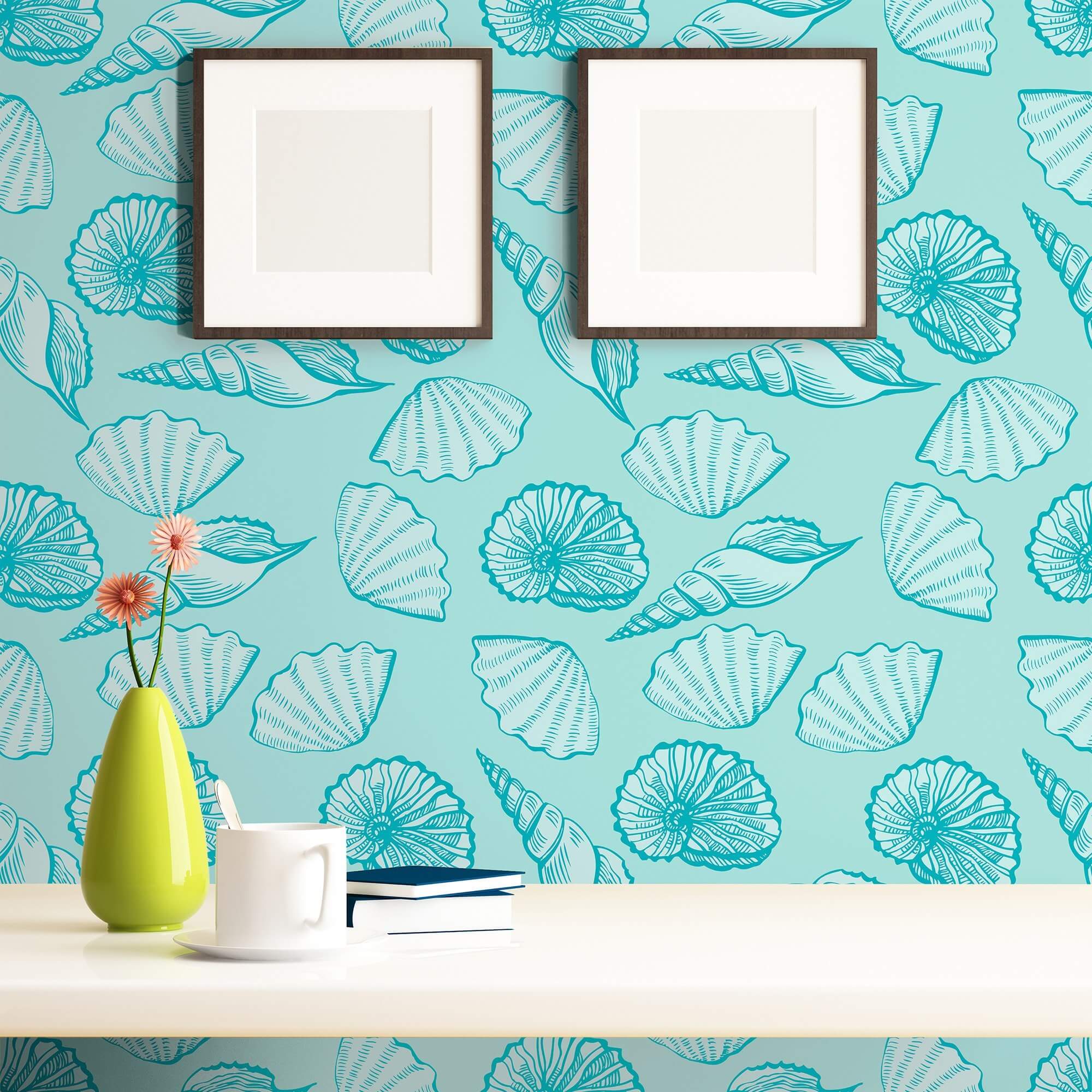 Teal and Turquoise Nautical Peel and Stick Removable Wallpaper - Self-Adhesive Decorative Wall Covering for Bedroom, Bathroom, Nursery & Home Decor