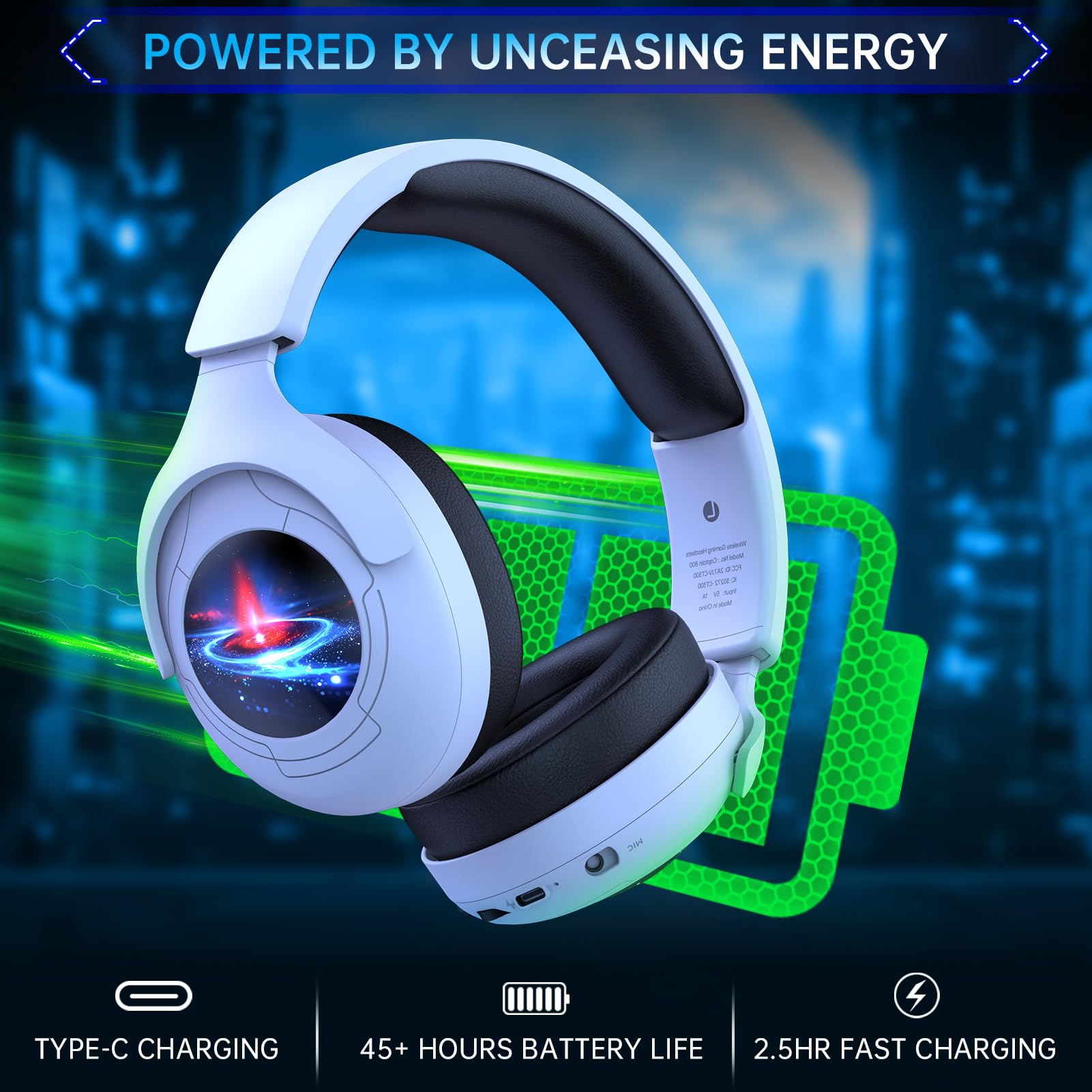 2.4GHz Wireless Gaming Headset for PS5, PS4, PC, Nintendo Switch - Bluetooth 5.3 Headphones with Noise Cancelling Mic, 45+ Hour Battery, Deep Bass & RGB Lighting (White) - Perfect for Fortnite, Starfield, FPS Games & Competitive Gaming