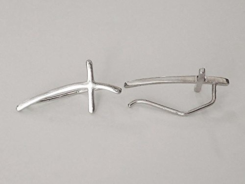 Sovats Sideways Cross Earrings for Women - 925 Sterling Silver Rhodium Plated, Hypoallergenic Nickel Free, Simple & Stylish Climber Earrings - Perfect for Everyday Wear, Gift Giving & Special Occasions