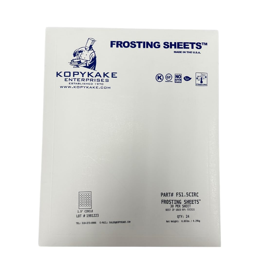 Kopykake Premium Edible Frosting Sheets - 24 Pack White Icing Paper for Cake Decorating, Edible Printer Paper, 16 Sizes/Shapes (1.5