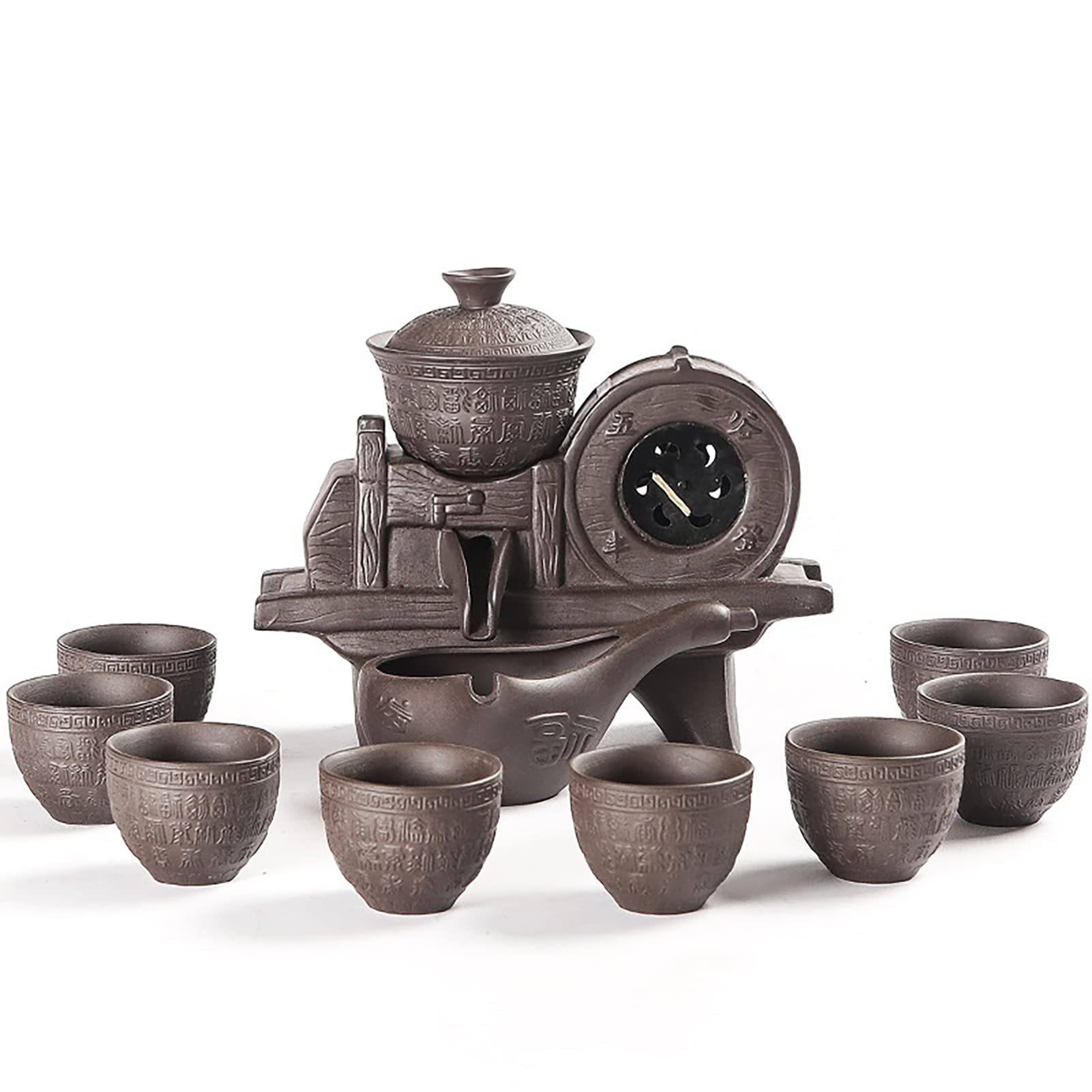 Vintage Purple Sand Automatic Gongfu Tea Set - Portable Anti-Scald Lazy Tea Maker for Afternoon Tea, Coffee & Strong Tea | Perfect Gift for Tea Lovers & Home Office Use