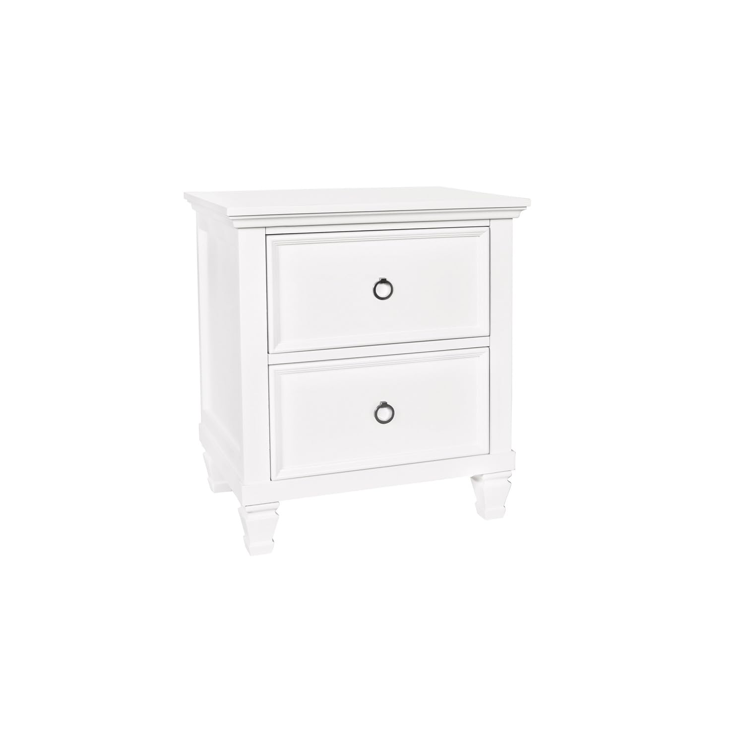 Modern Tamarack Wood 2-Drawer Nightstand - Classic White Bedside Table with Storage | Perfect for Bedrooms, Guest Rooms & Small Spaces