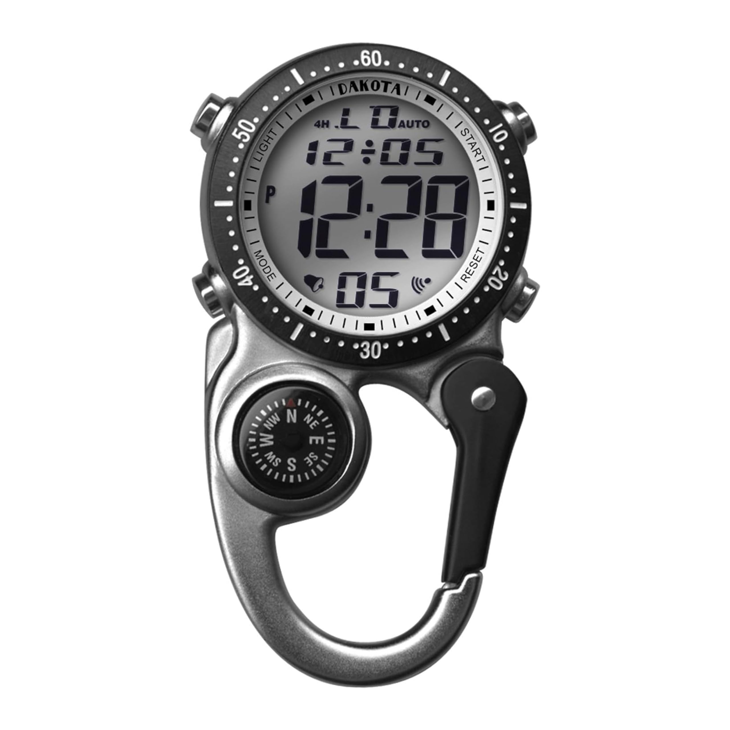 Dakota Digital Backpacker Clip Watch - Waterproof Outdoor Sports Watch with Alarm, Stopwatch, Timer & Dual Time Display - Perfect Tactical Gift for Men and Women - Ideal for Hiking, Camping, Travel & Military Use