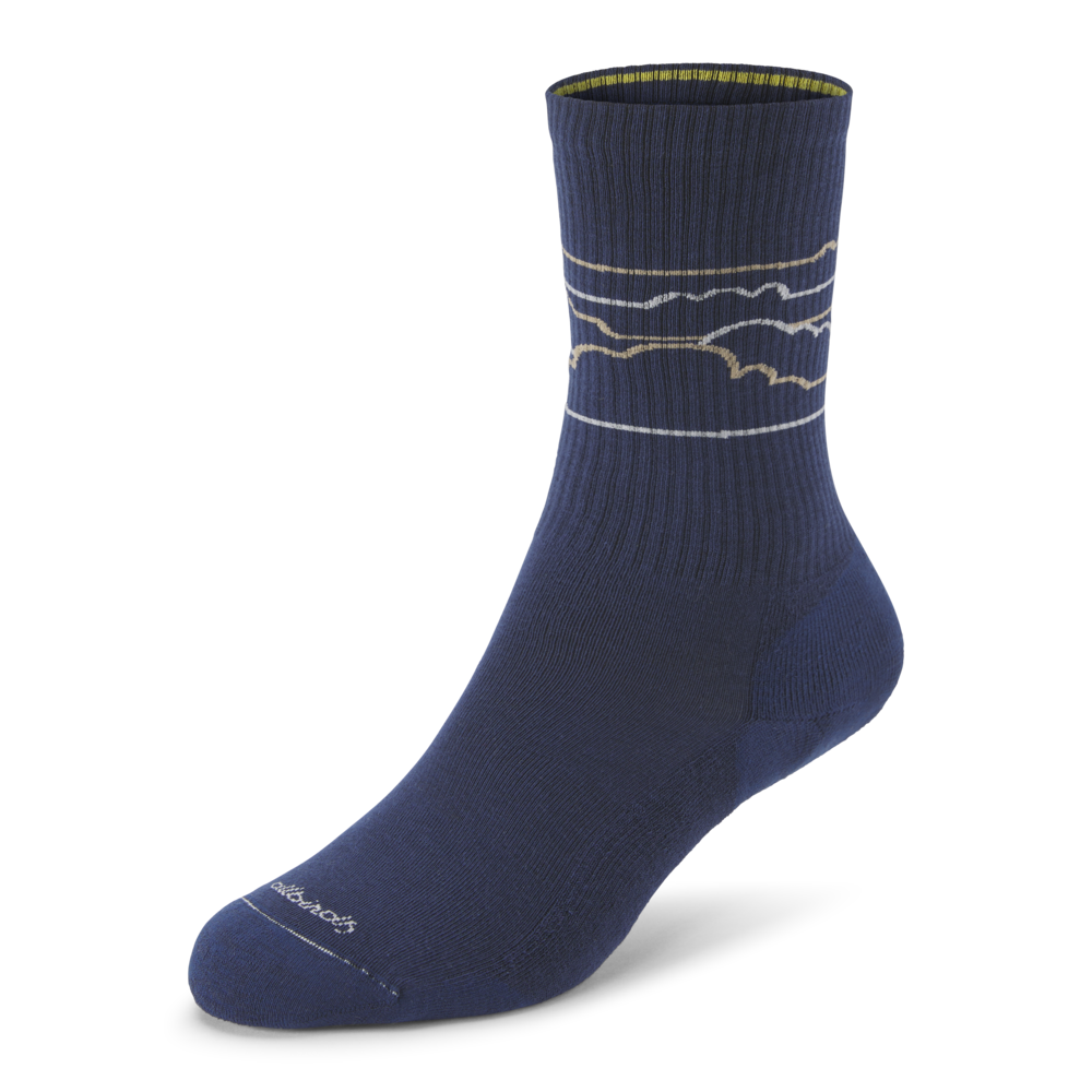 Anytime Crew Socks for Men & Women - Deep Navy/Rugged Beige (Medium Grey) Cloudstripe Design - Soft Comfortable Everyday Socks for Work, Hiking & Casual Wear