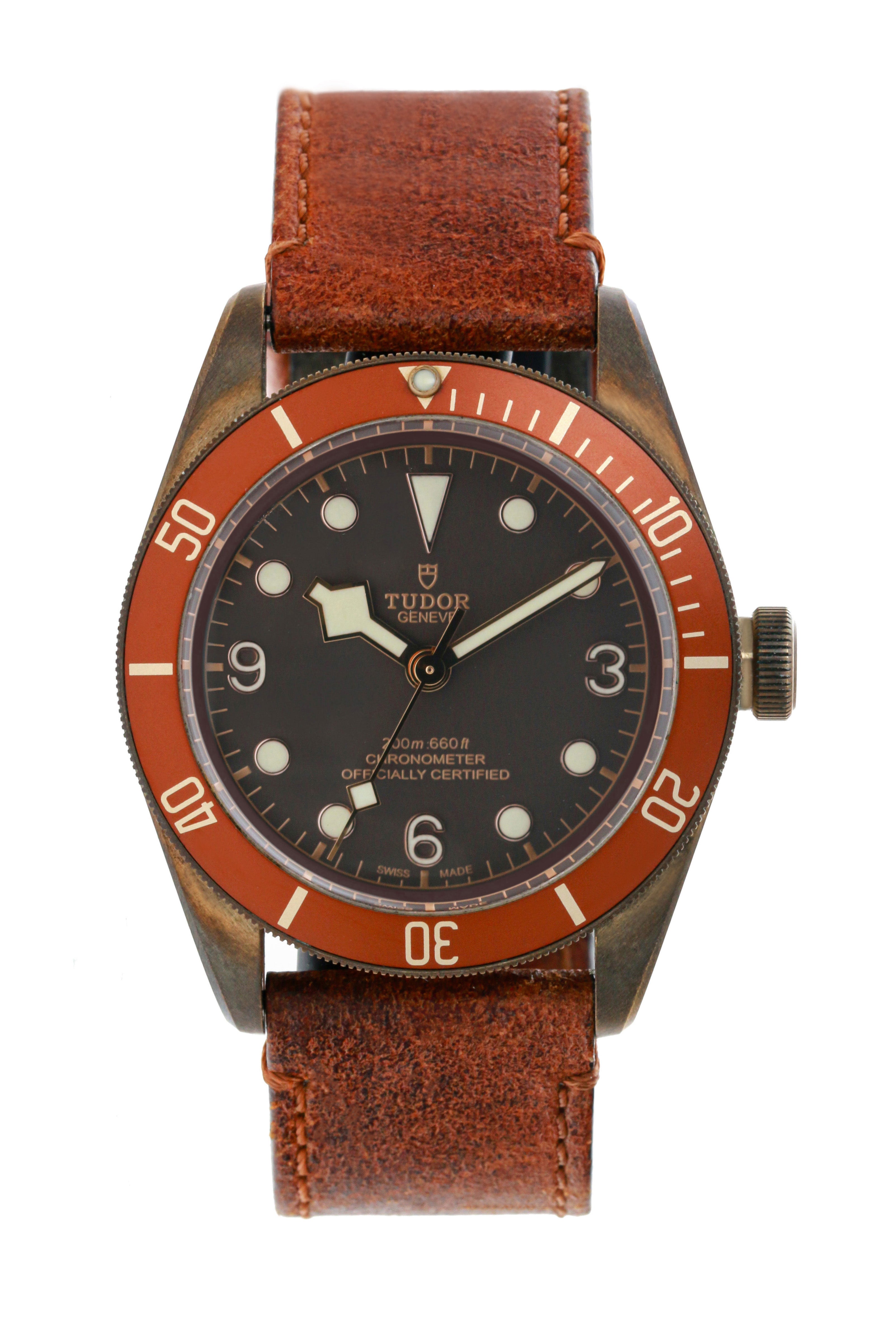 TUDOR Black Bay Bronze 43mm Automatic Watch - 18K Bronze Case & Leather Strap #79250BM | Luxury Diver's Watch for Men, Perfect for Underwater Exploration & Formal Occasions