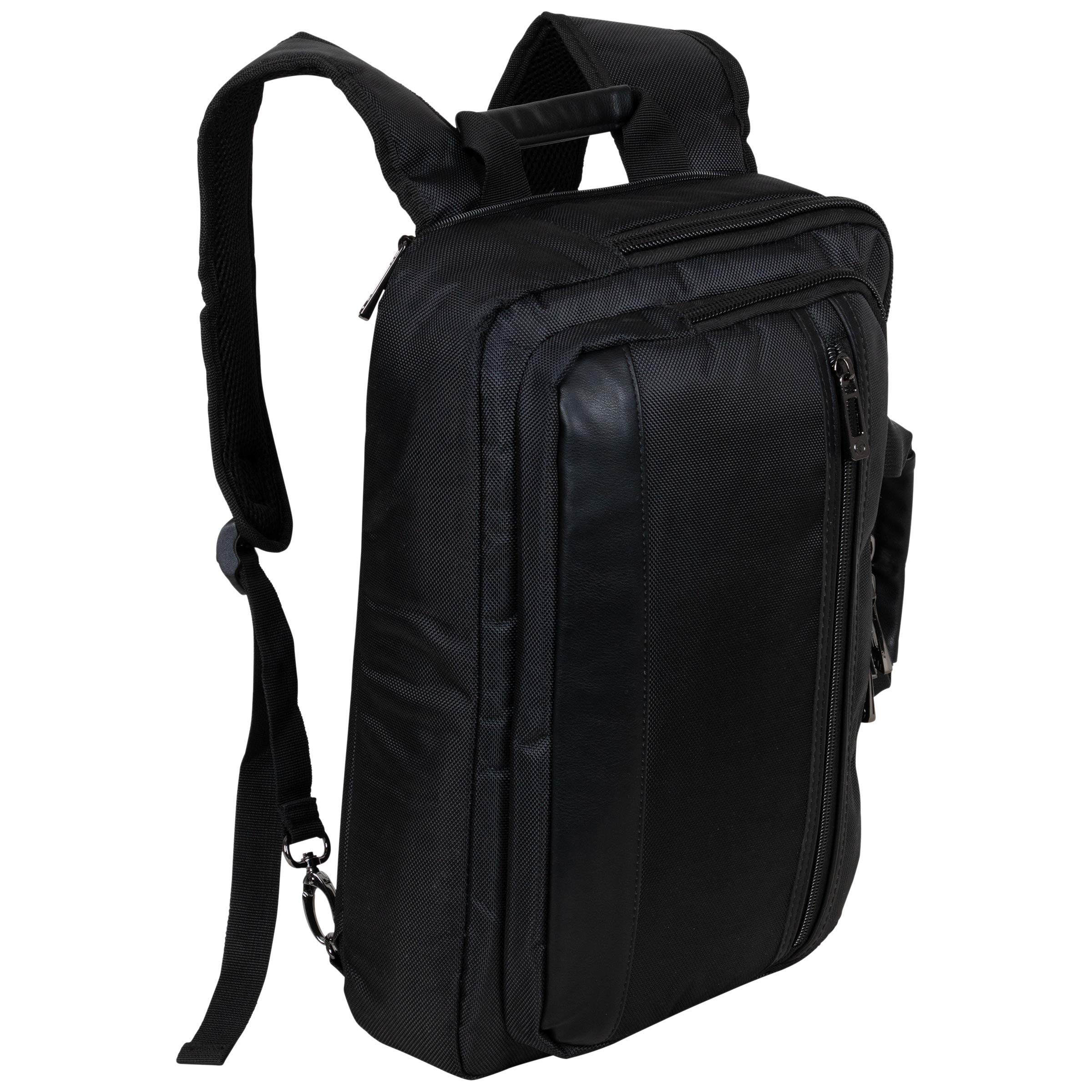 Heritage Travelware Streeterville 15.6” to 17” Laptop Backpack - Convertible Business Case & Tablet Portfolio Bag for Work & Travel, Black, Fits 14.1