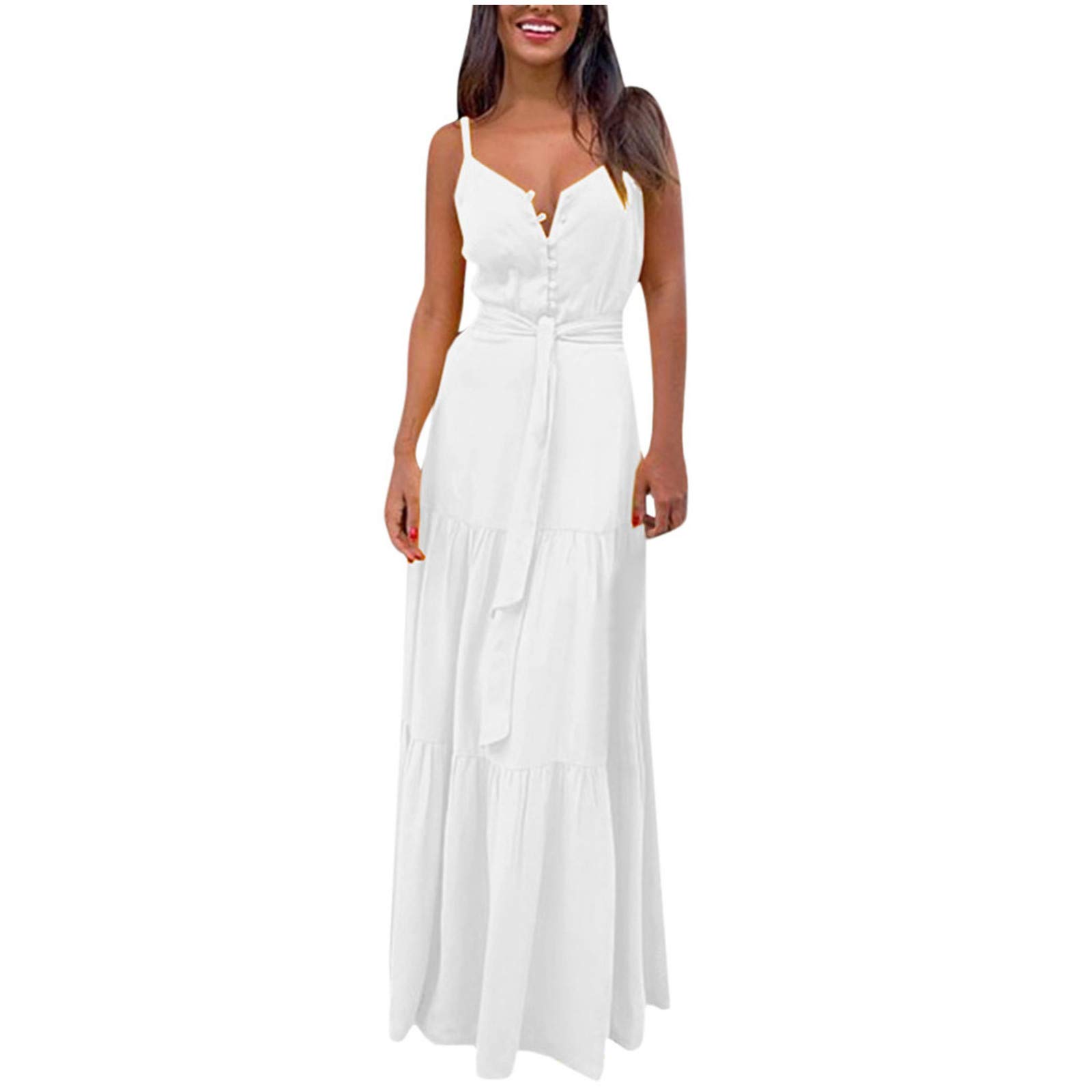 Elegant Sleeveless Maxi Dress for Women - Boho Party & Beach Bandage Dress with Strappy Design - Plus Size Flowy Summer Dress for Outdoor Events, Vacations & Date Nights
