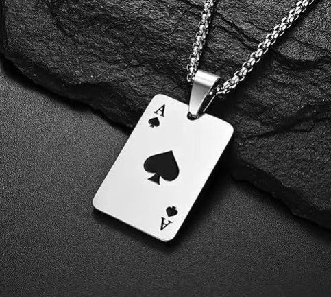 Stylish Poker Pendant Necklace for Men & Women - Perfect for Casino Night, Poker Parties & Gift Giving