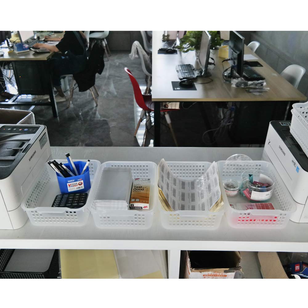 Clear Plastic Storage Trays - 6-Pack Organizer Bins for Home & Office