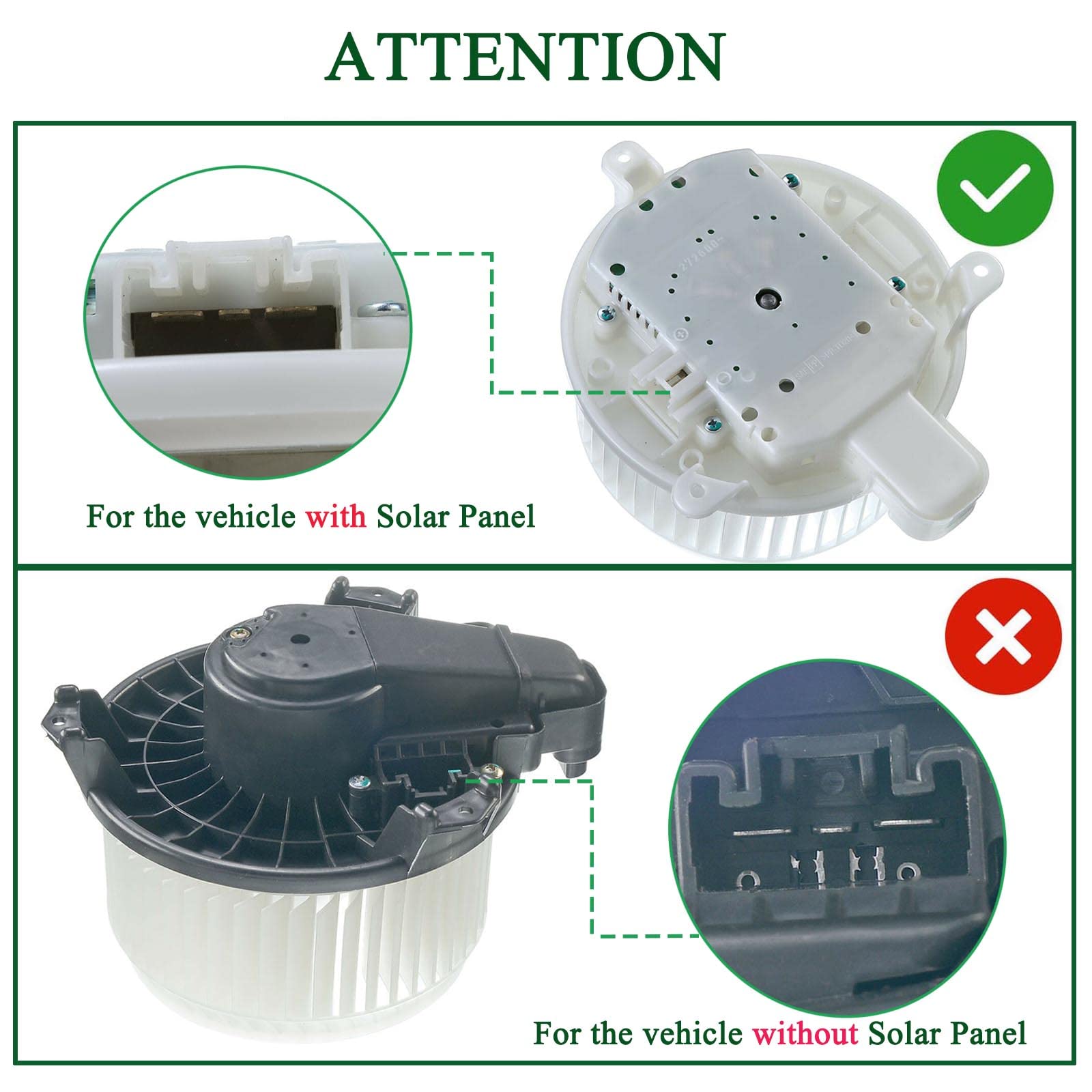 Replacement A/C Heater Blower Motor Fan Assembly for 2010-2015 Toyota Prius (With Sunroof & Solar Roof, Excludes Premium Model) & 2012-2015 Prius Plug-In - Perfect for HVAC System Repair & Maintenance