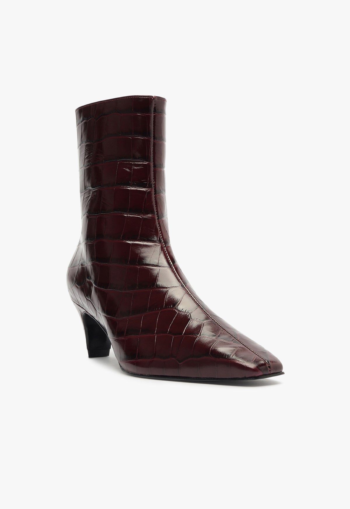 Dellia Crocodile Embossed Leather Ankle Boots with 2.4