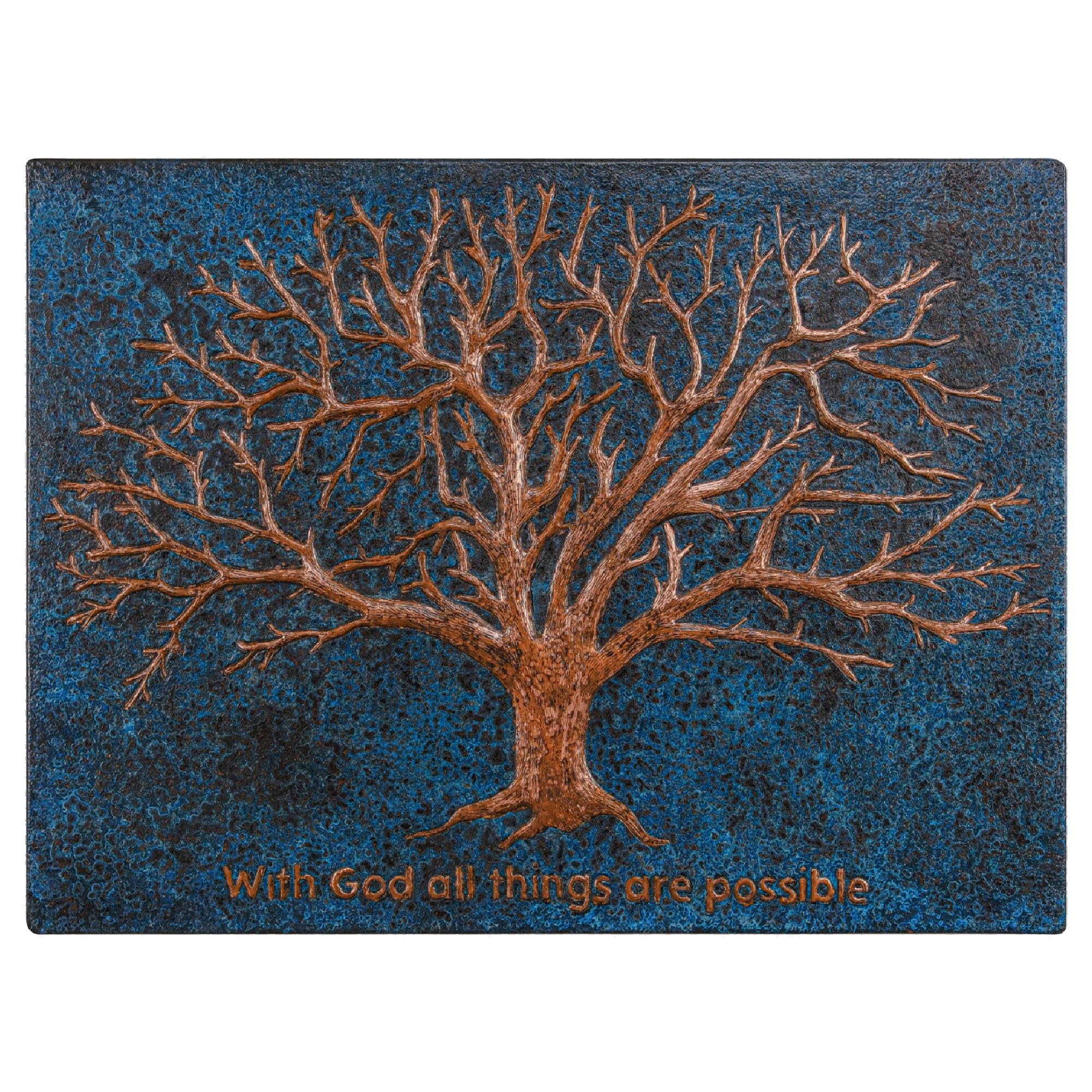 Handmade Copper Kitchen Backsplash Tiles - Tree of Life Design, Customizable Copper Splashback Panel for Indoor & Outdoor Wall Decor (Blue) | Perfect for Modern Kitchens, Bathrooms & Outdoor Living Spaces