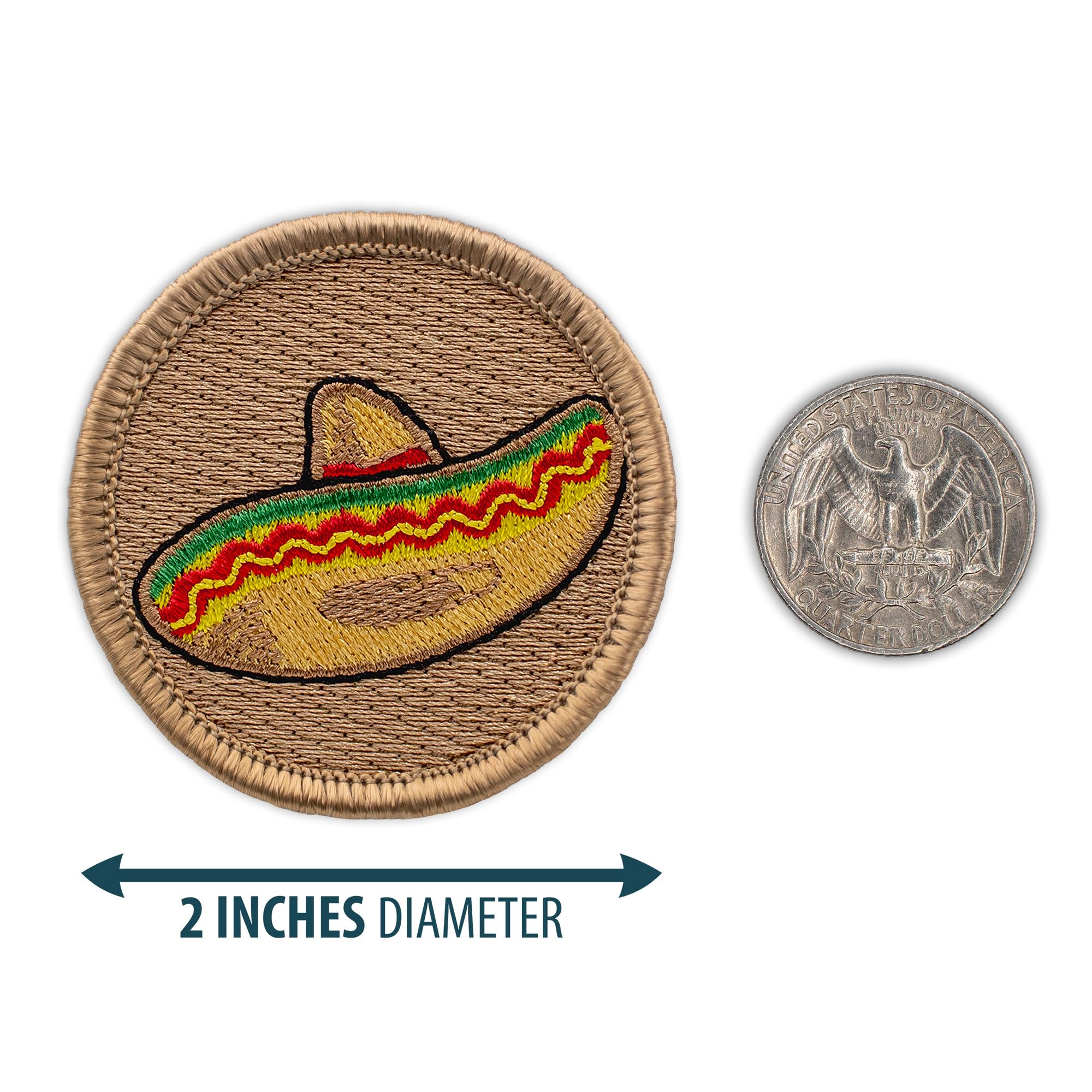2 Inch Sombrero Patrol Embroidered Iron-On Patch - Mexican Hat Design for Uniforms, Hats & DIY Crafts
