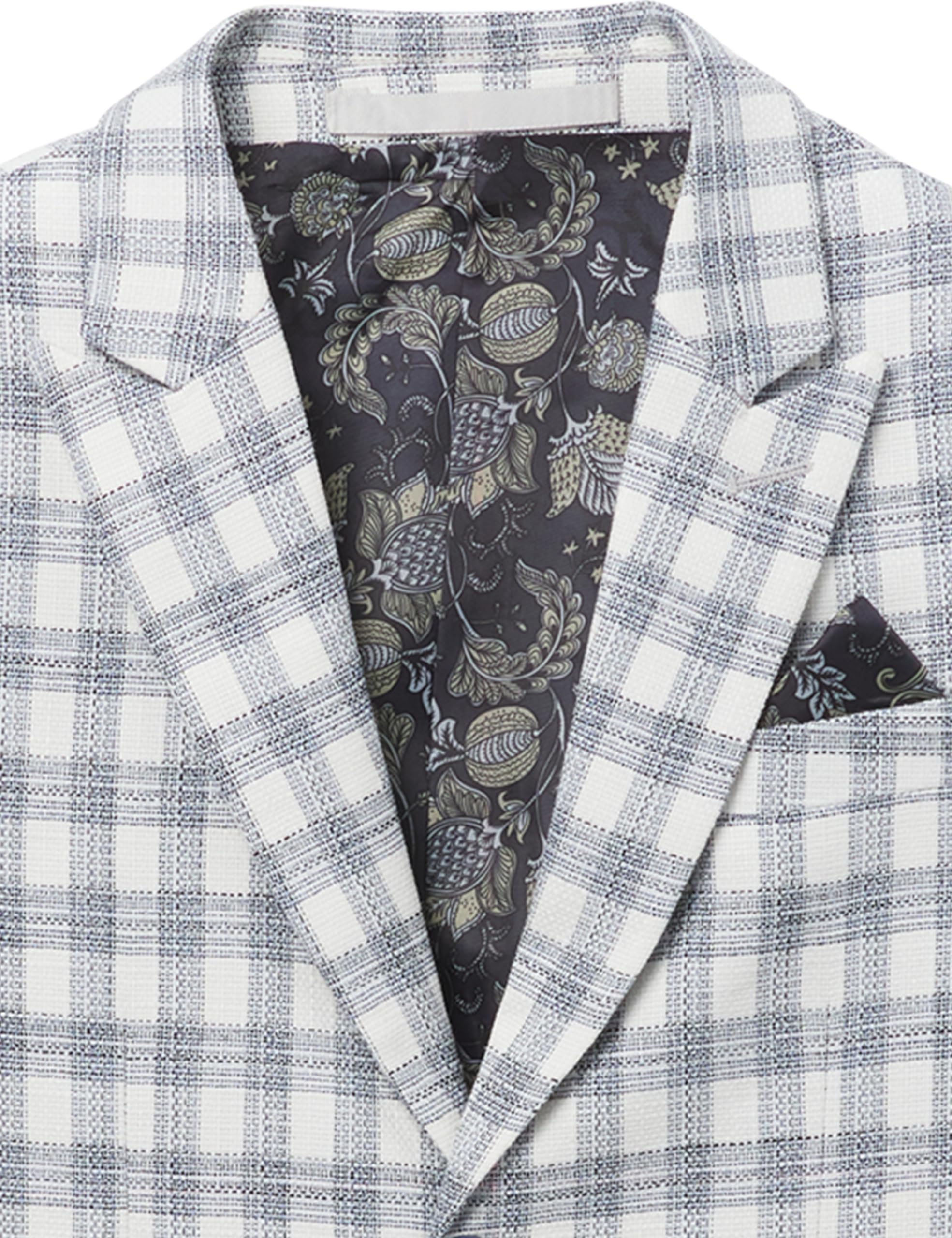 Isaac Mizrahi Boys' 2-Piece Contrast Check Suit Set - Formal Blazer & Pants for Weddings, School Photos & Special Occasions