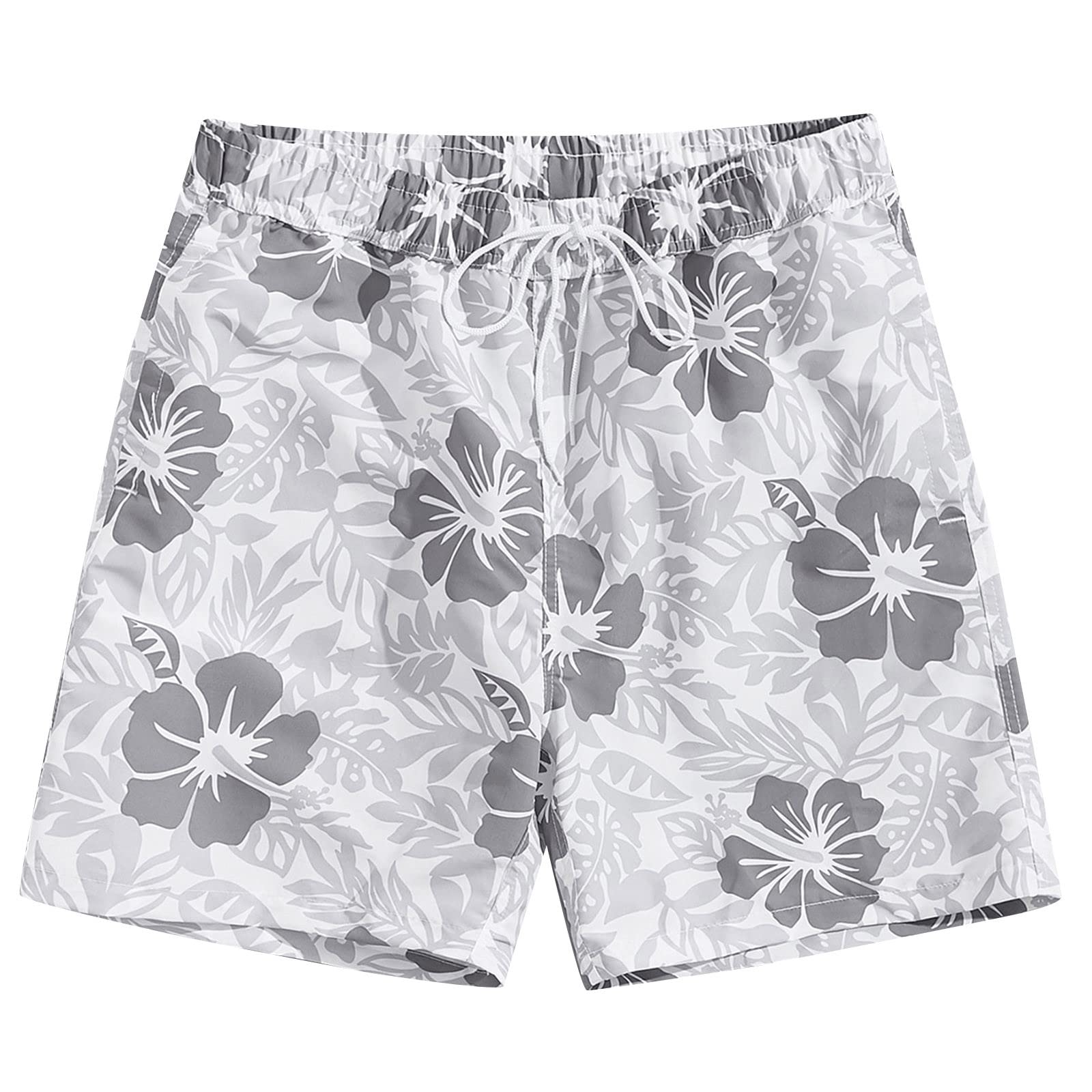 **Men's Casual Shorts - Loose Fit Beach Shorts with Printed Design & Lace-Up Detail for Summer, Seaside Holidays, and Outdoor Activities**