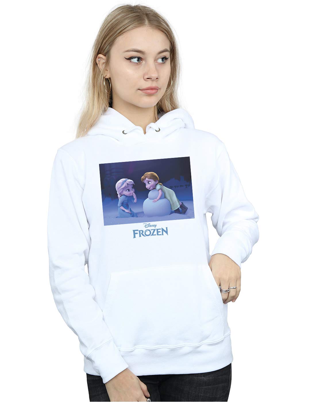 Disney Frozen Women's Snowman Hoodie - White Medium Size | Cozy Winter Pullover for Snow Days & Movie Nights