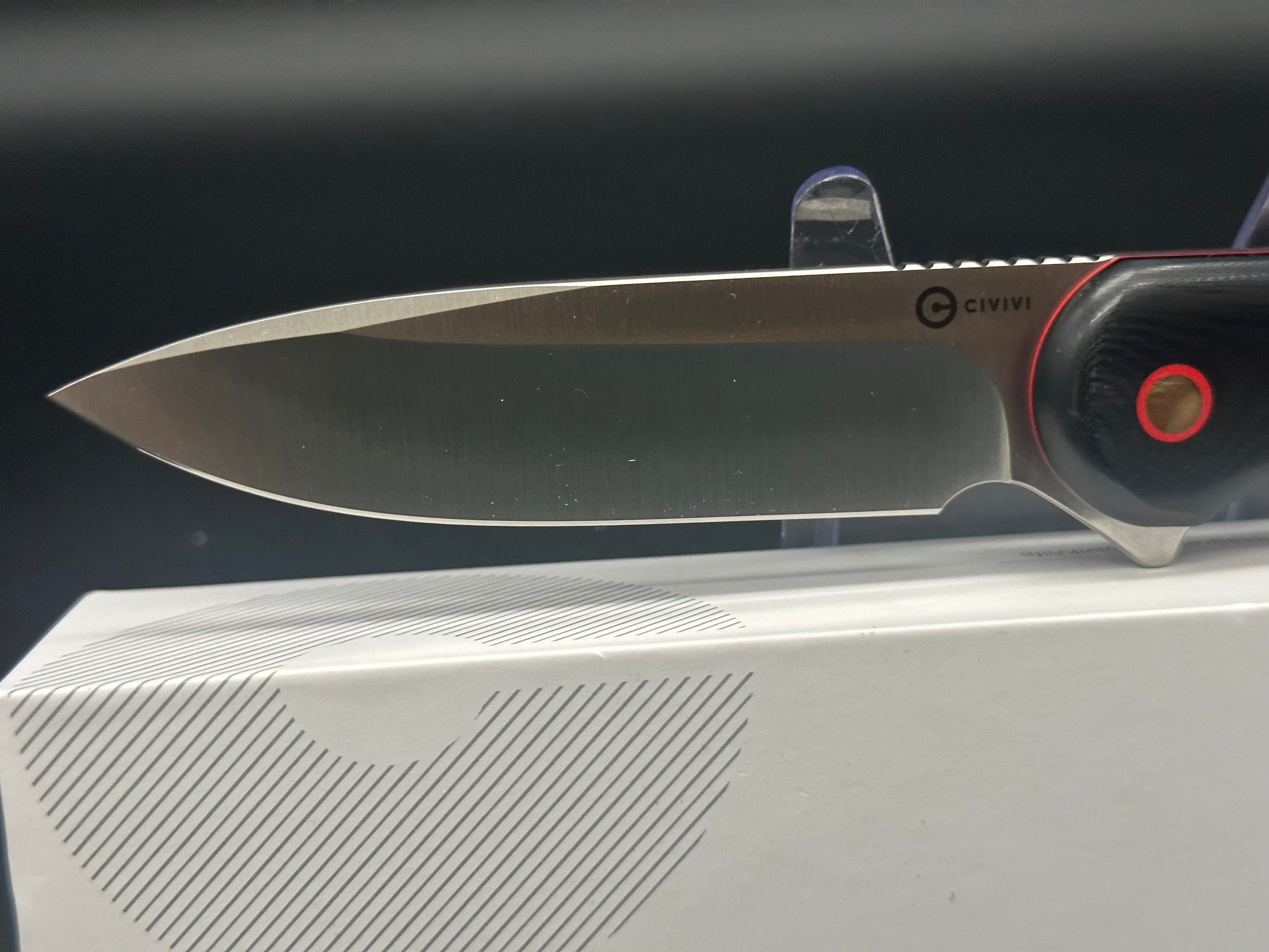 CIVIVI Elementum Fixed Blade Knife - Black G10 Handle with Red Accents - Outdoor Camping, Hunting & Survival EDC Tool