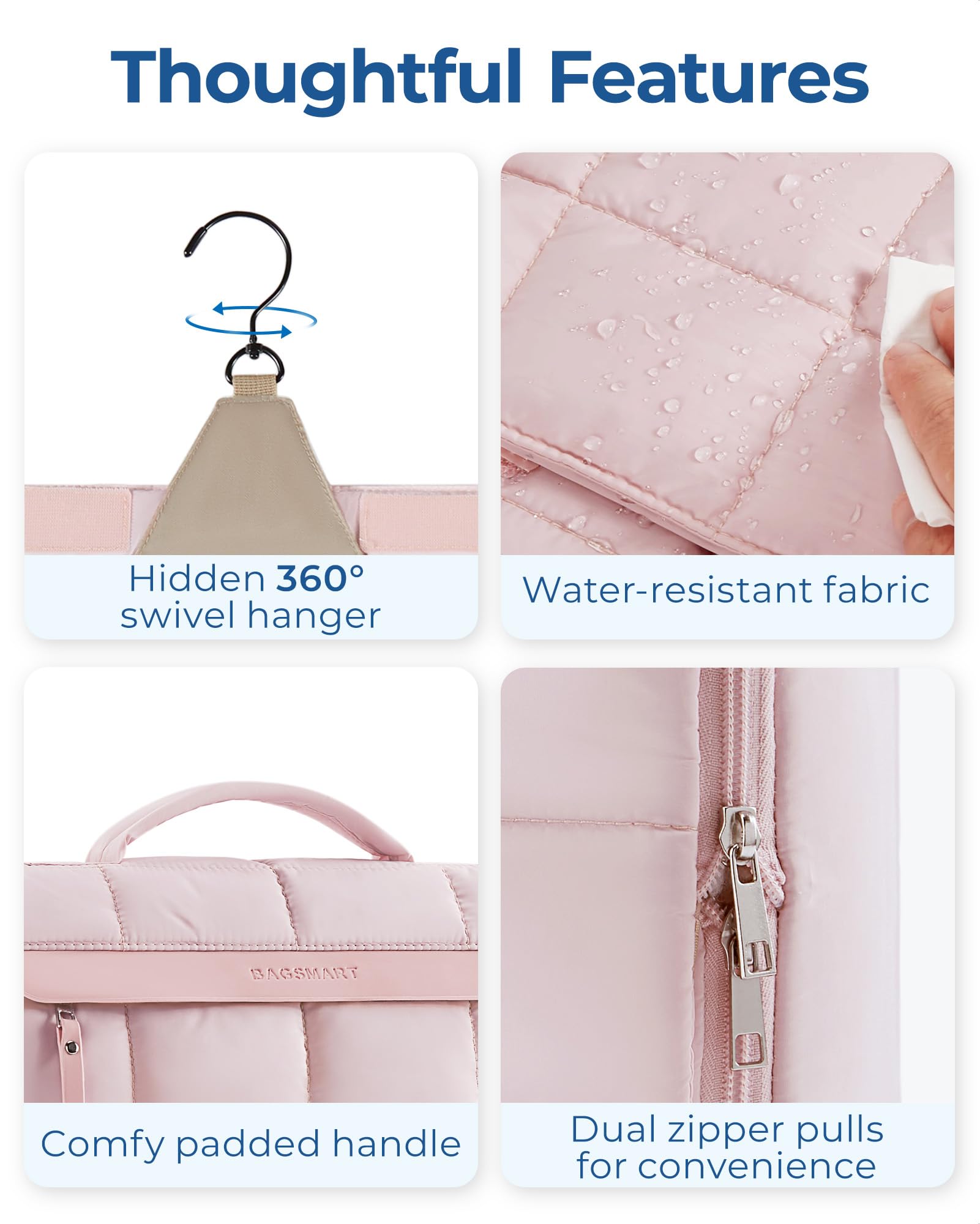 BAGSMART Extra Large Hanging Toiletry Bag for Women - Waterproof Travel Cosmetic Organizer with Handle, 13