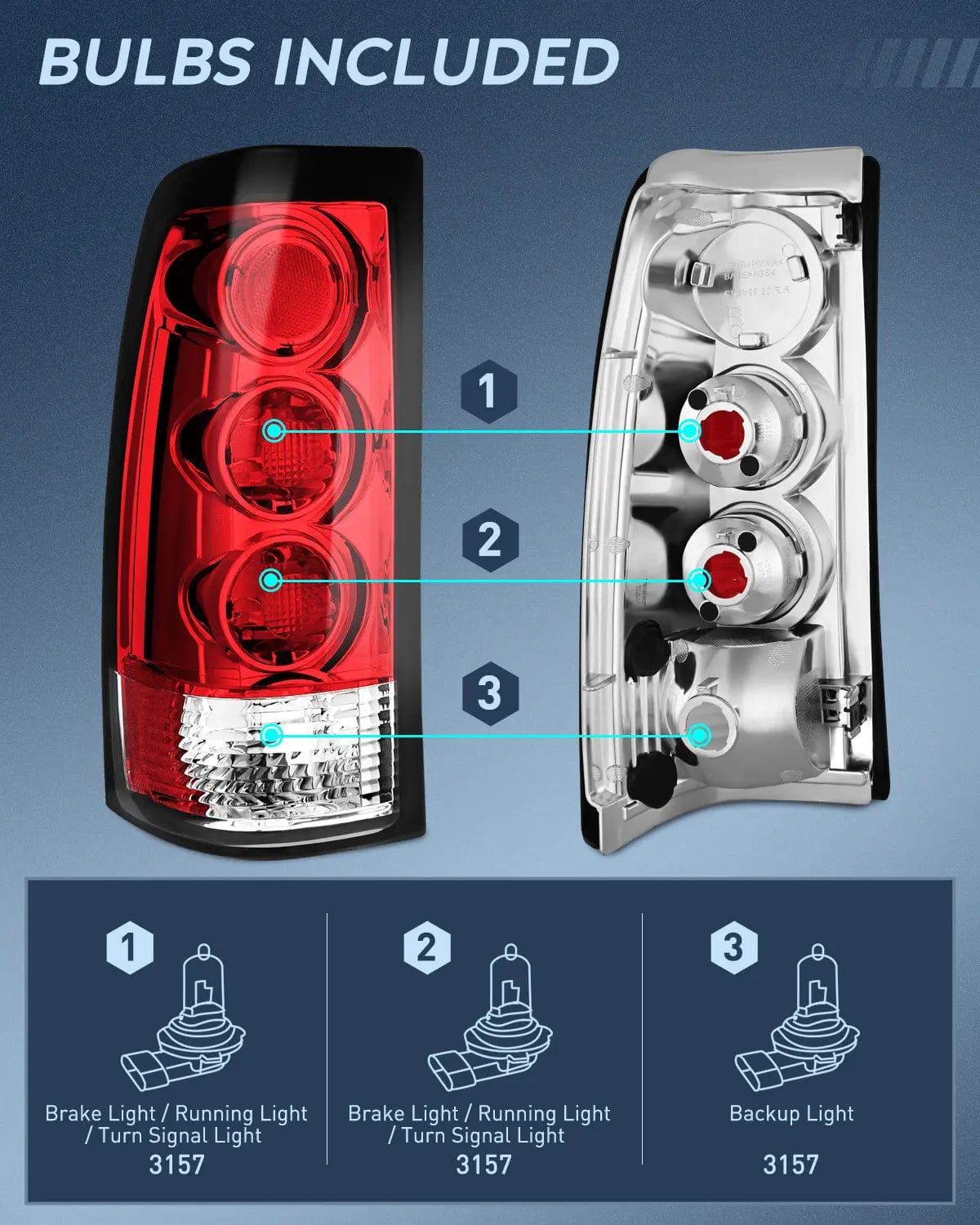 1999-2006 GMC Sierra & Chevy Silverado Red Rear Taillight Assembly Replacement - Fits Fleetside Models Only - Perfect for Truck Restoration & Nighttime Safety Upgrades