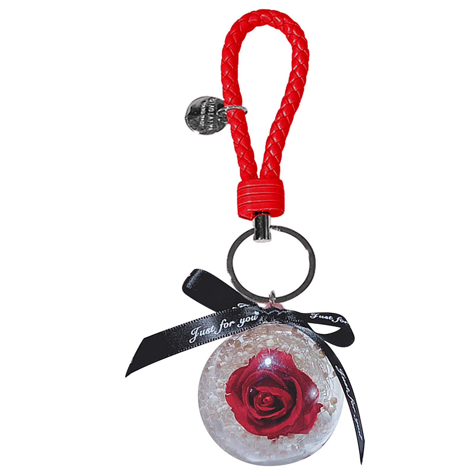 Eternal Rose Leather Keychain - Red Flower Car Hang Keychain for Lawyers, Gifts & Decor | Perfect for Car Keys, Office Decor & Special Occasions