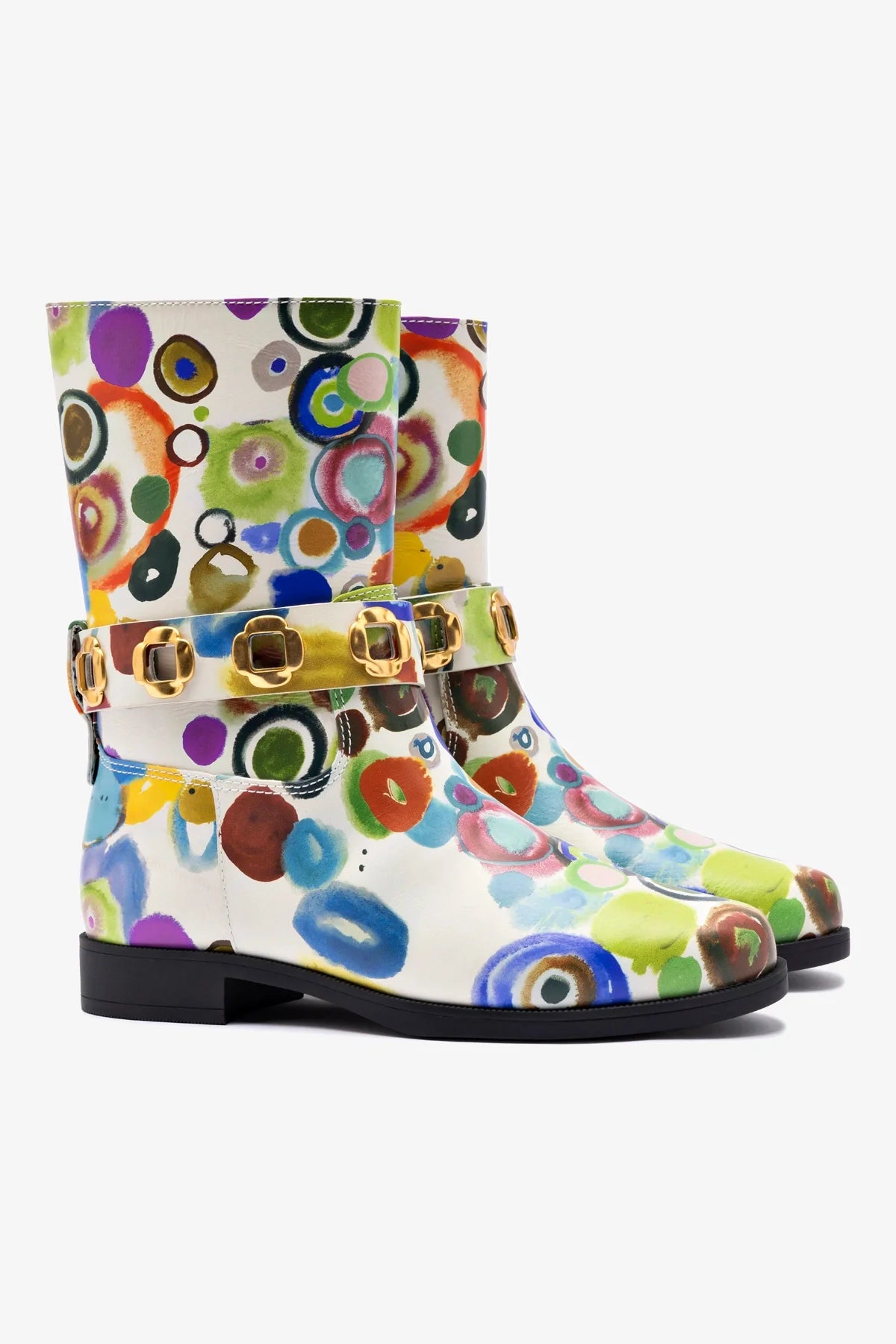 Larroudé x Libertine Milan Flat Bootie Women's Ankle Boots - JH Gouache Design | Comfortable & Stylish for Fall, Winter & Everyday Wear