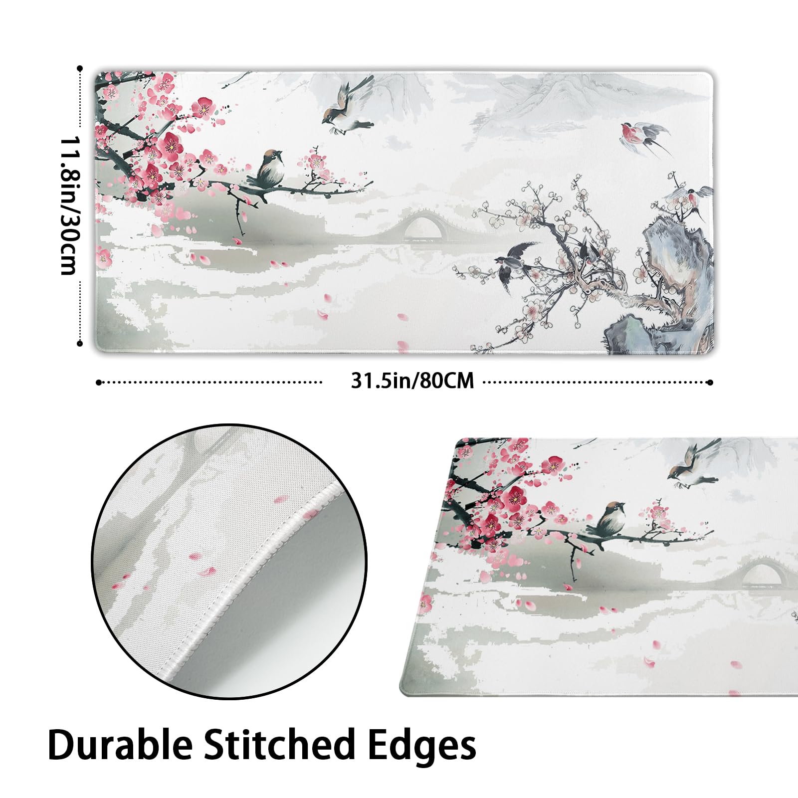 Cherry Blossom Gaming Mouse Pad - Large Non-Slip Desk Mat for PC, Office & Home Use