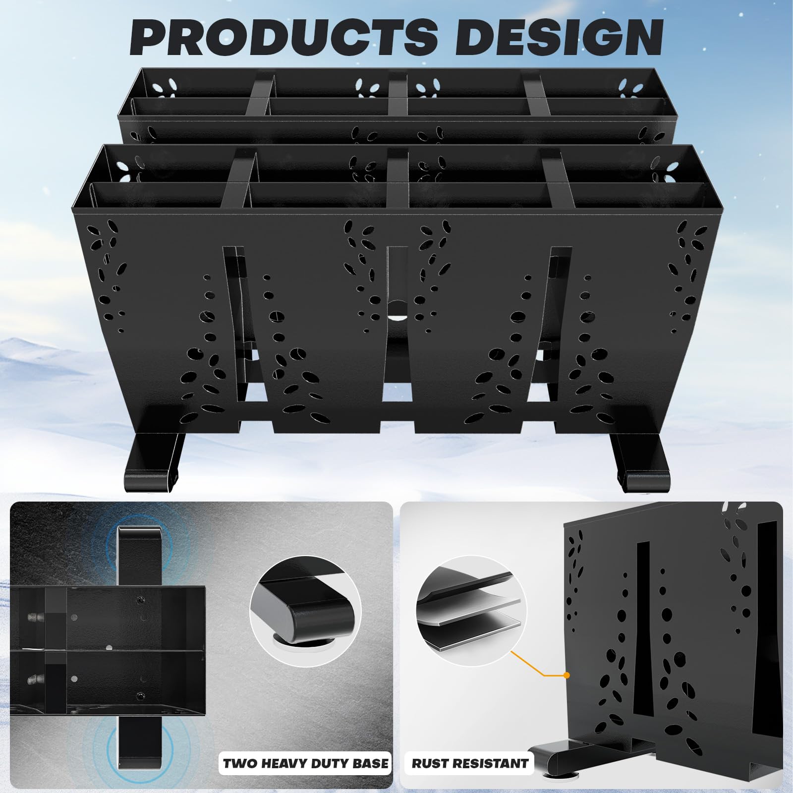 Heavy Duty 8 Pair Steel Ski Storage Rack for Garage & Home - Freestanding Ski Organizer Holder for Indoor and Outdoor Use - Perfect for Winter Sports Equipment Organization