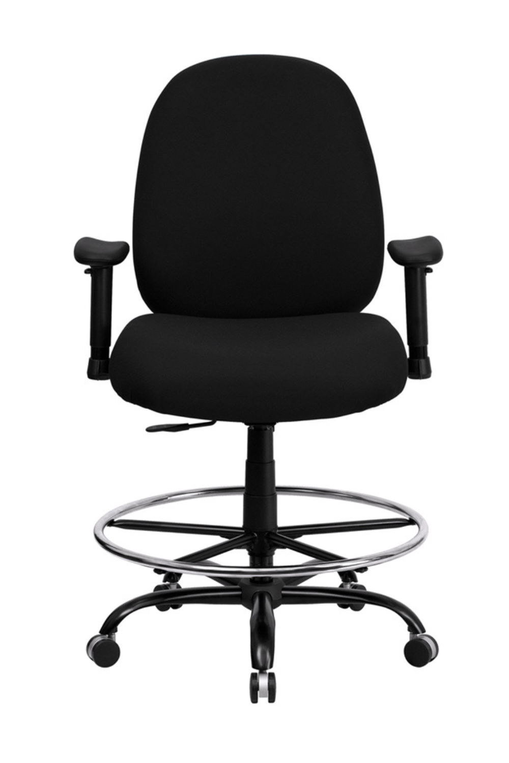 HERCULES Series Big & Tall 400 lb. Capacity Black Fabric Ergonomic Drafting Chair - Adjustable Back Height & Arms - Perfect for Office, Studio & Home Workspaces