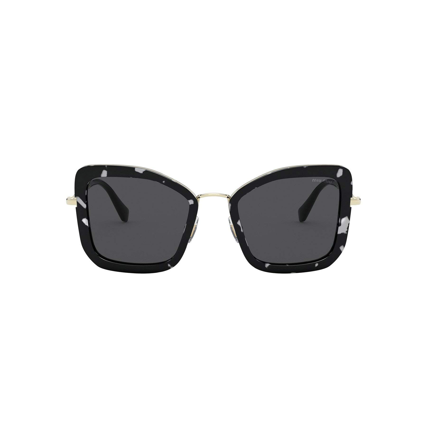 Miu Miu Women's Round Fashion Sunglasses - Havana Black White/Dark Grey - UV Protection - One Size - Perfect for Beach, Driving & Outdoor Activities